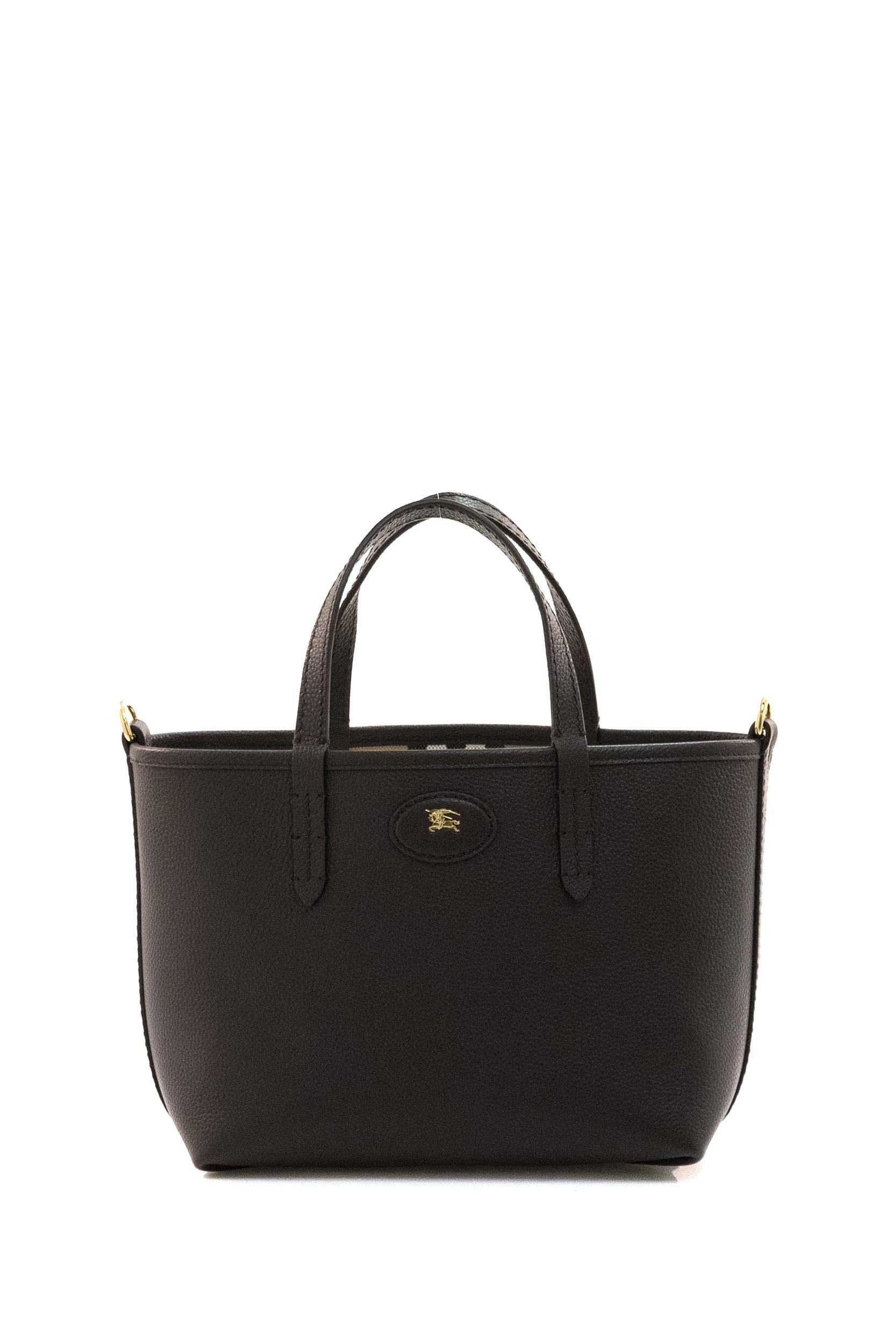 Tote Bloomsbury Mini Reversibile in Pelle<BR/> 8119627 PEATSAND BURBERRY 
