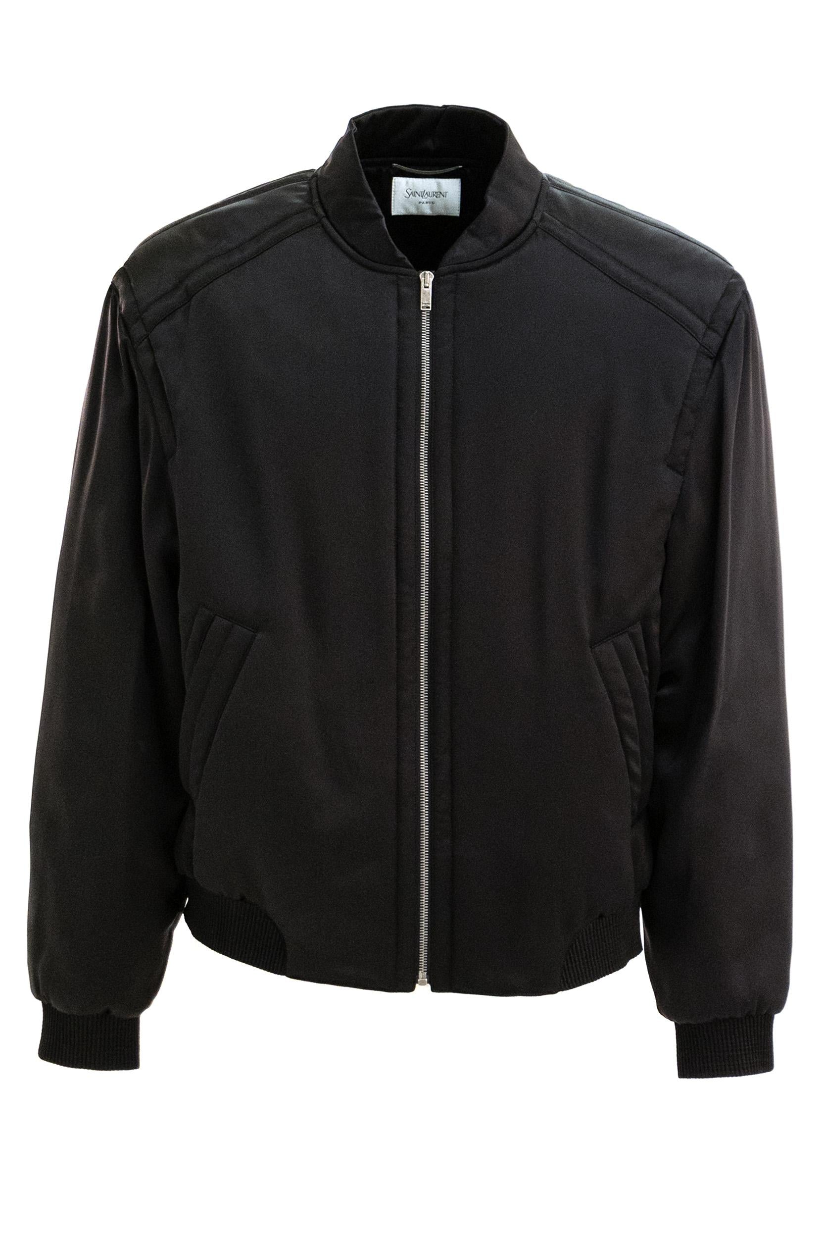 Bomber in satin di colore nero<BR/> 844528 Y3F25 1000 SAINT LAURENT 