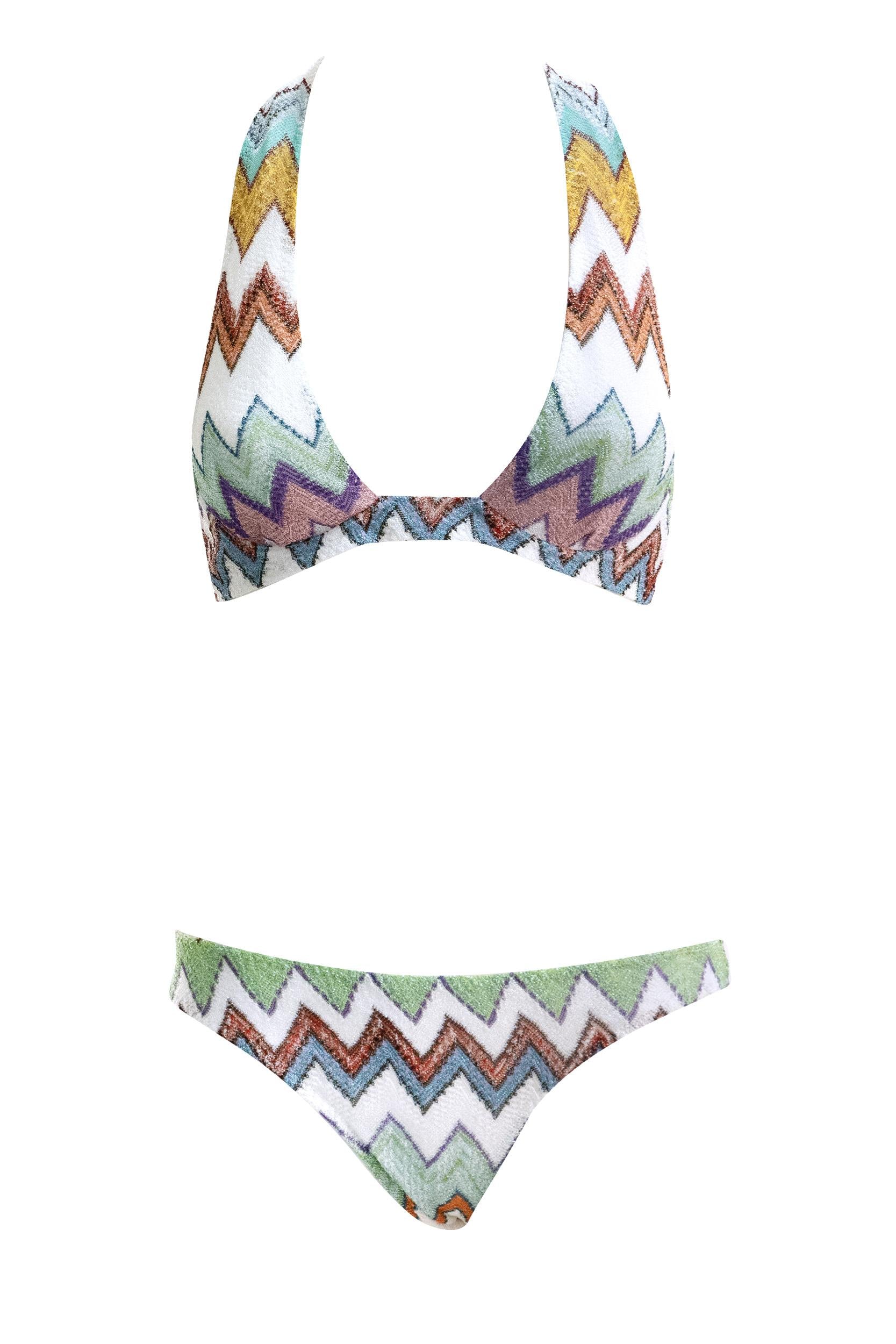 Bikini in viscosa lamé con macro zig multicolore<BR/> MS26SP09-BR014K SM9X5 MISSONI 
