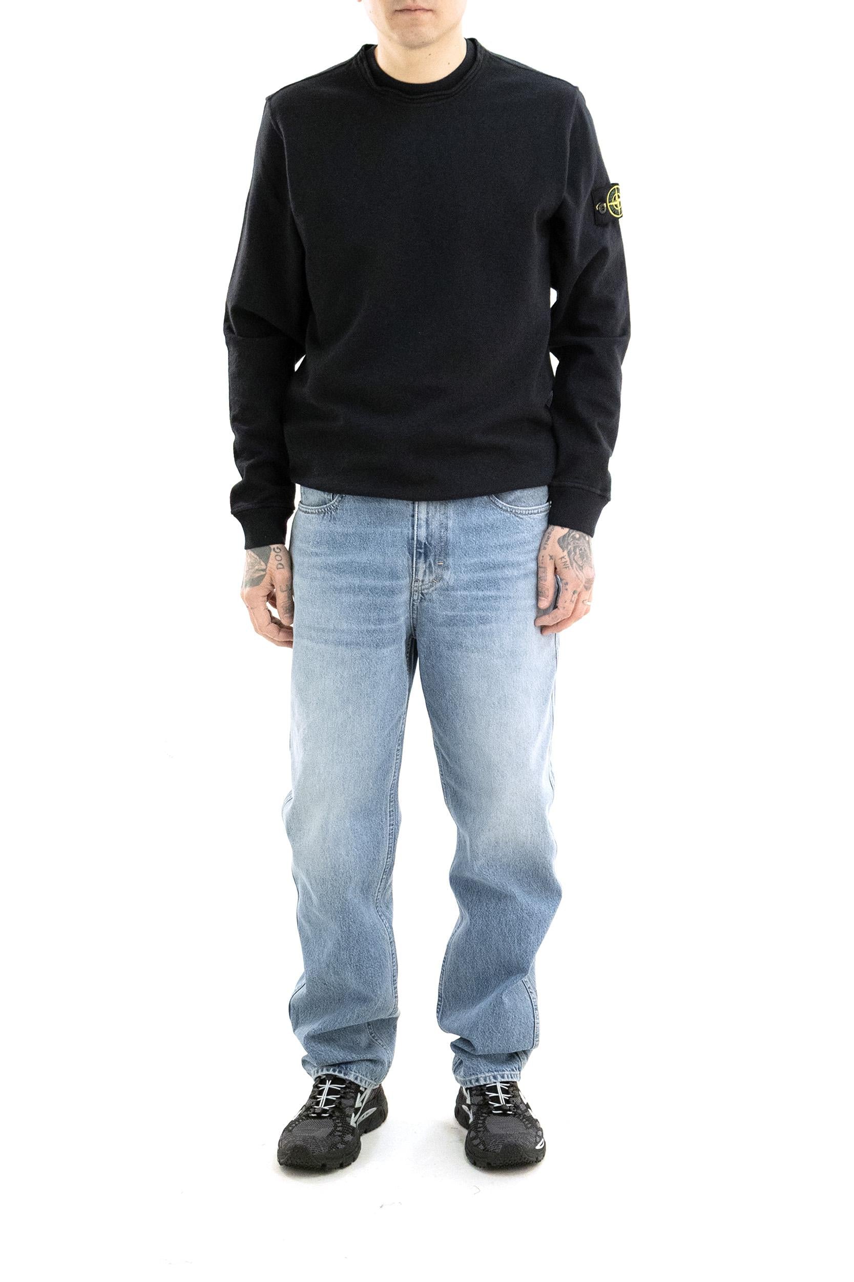 Felpa Girocollo in Cotone Malfilé<BR/> L1S156100034 S0060 V0020 STONE ISLAND 