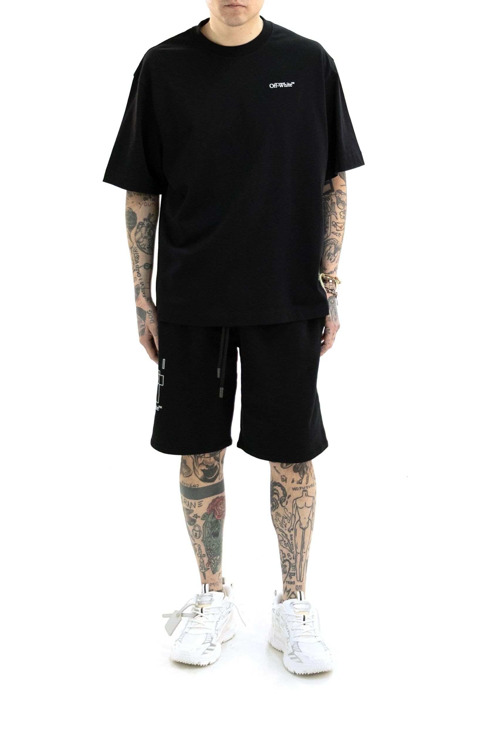 T-shirt in cotone di colore nero<BR/> 44MAA120S26J008001 BLACK OFF WHITE 