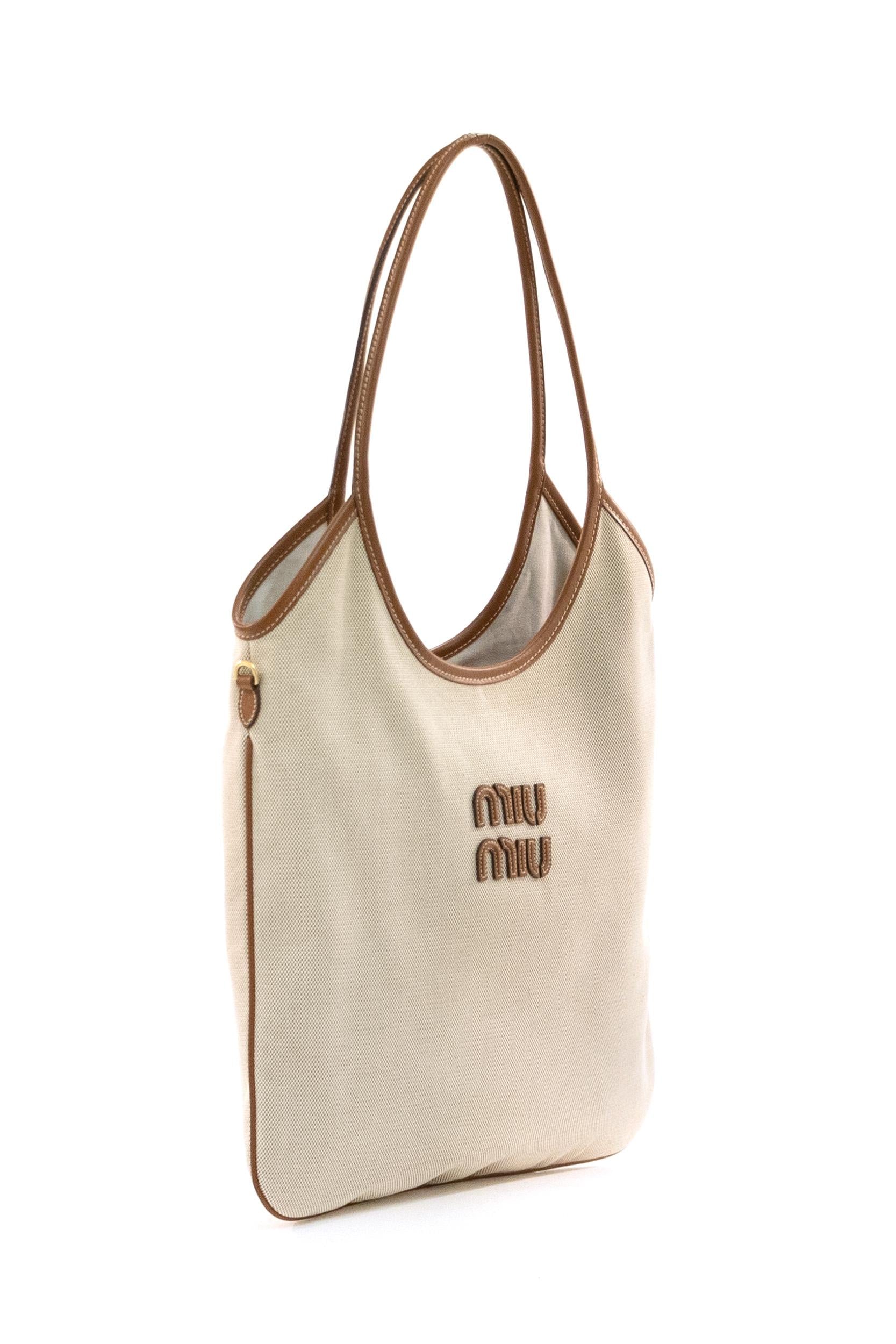 Borsa IVY Canvas Beige<BR/> 5BG231 V MLF ACRN F062F MIU MIU 