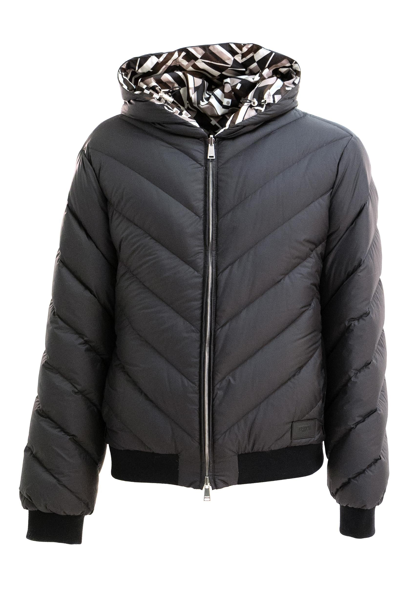 Piumino reversibile in nylon di colore nero<BR/> FAA969 AVIF F0GME FENDI 