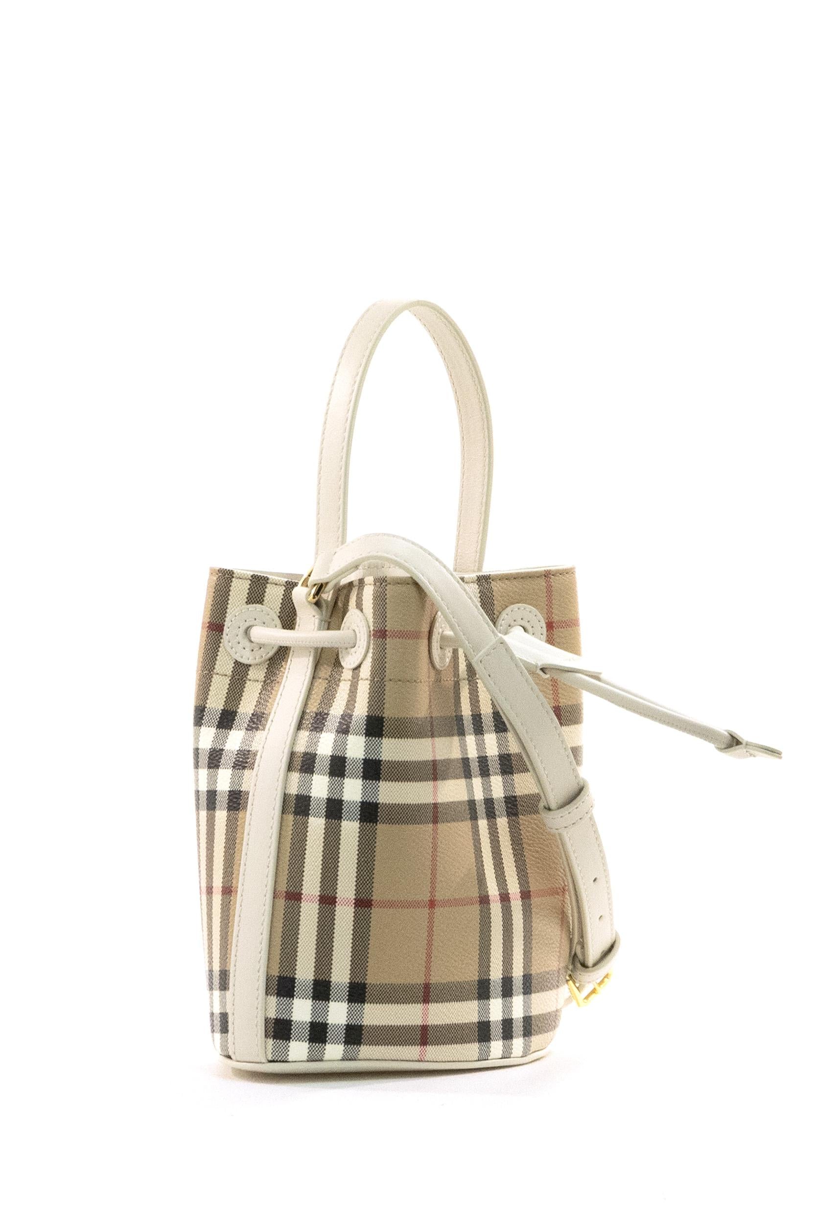 Mini Check Bucket Bag in Tessuto<BR/> 8125133 SOAP BURBERRY 