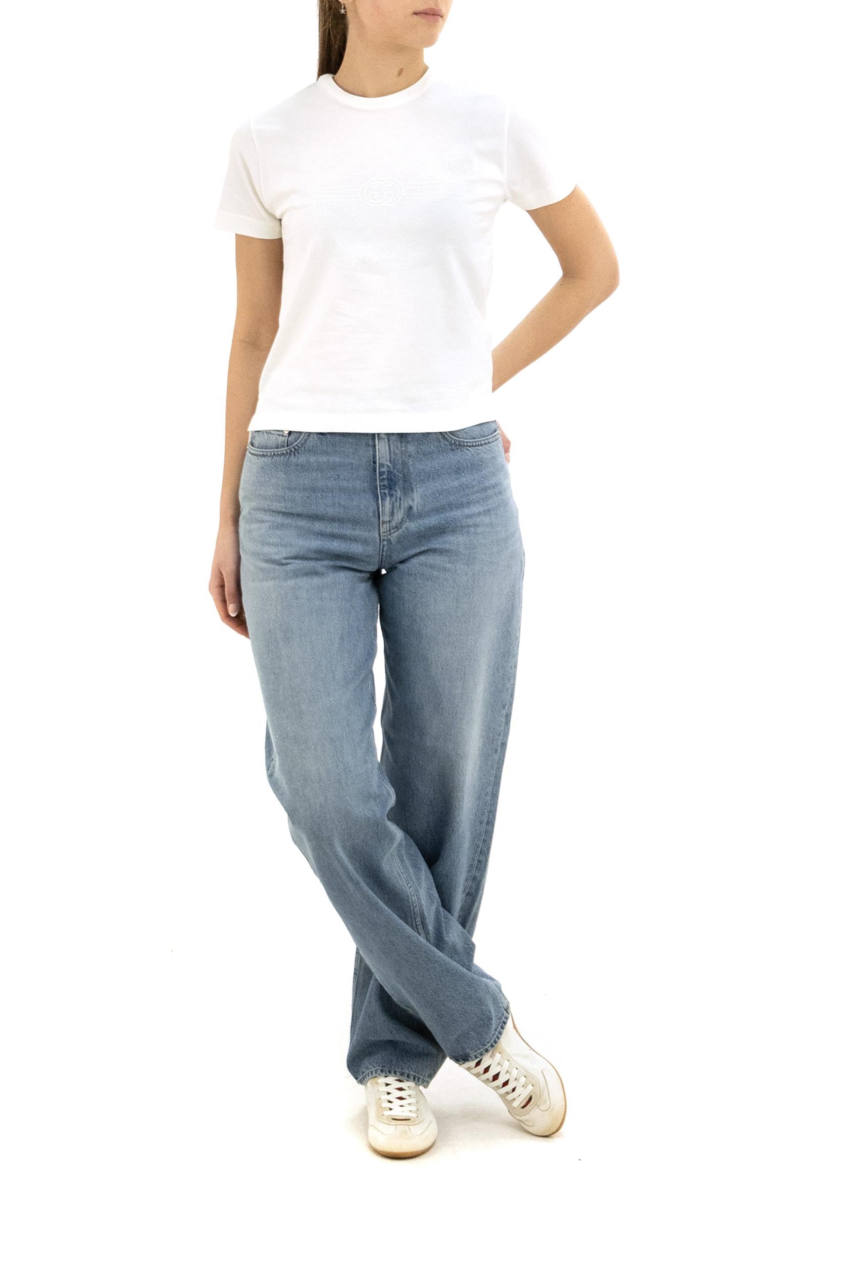 T-shirt in jersey di cotone di colore avorio<BR/> 805285 XJHQ1 9750 GUCCI 