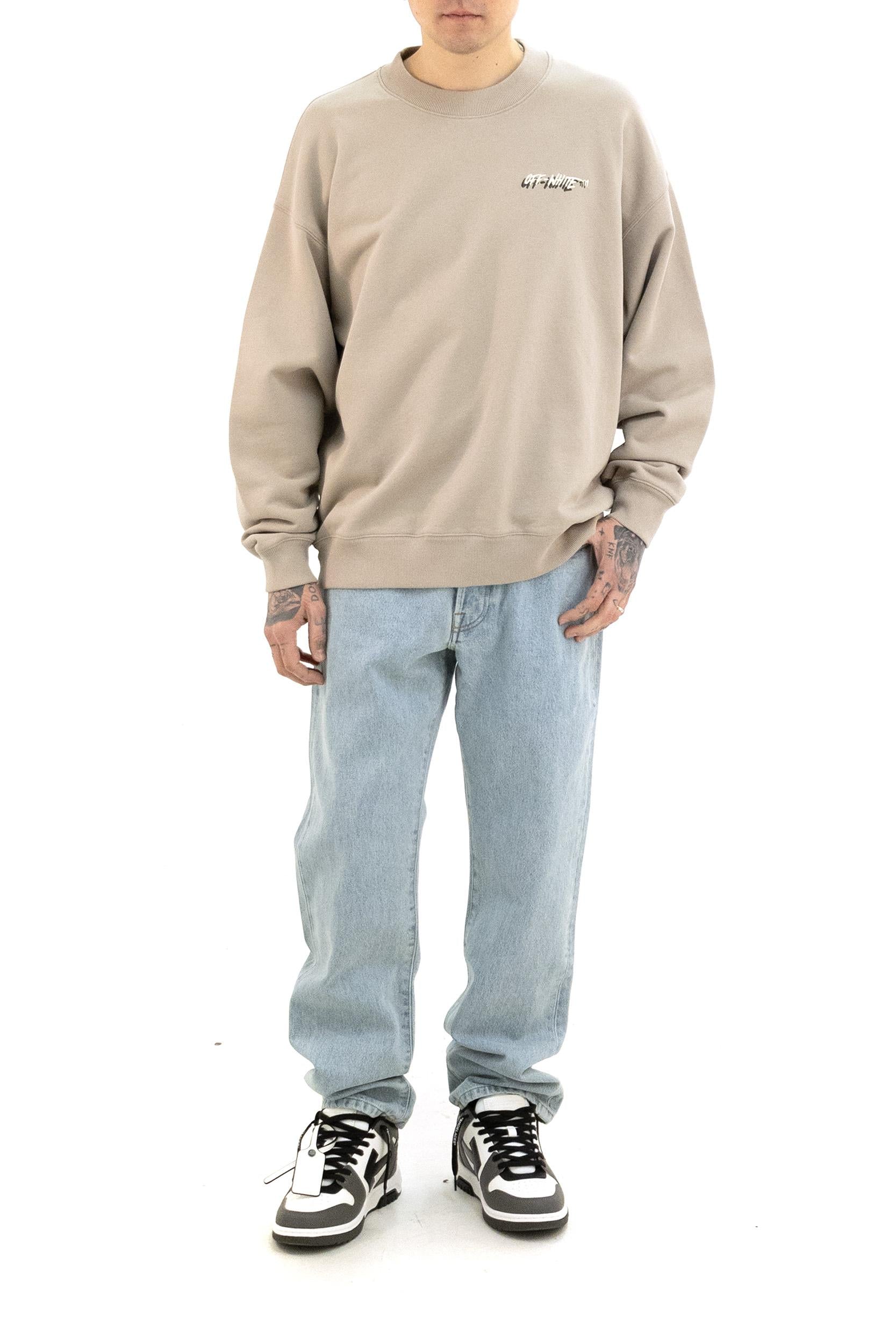 Felpa in cotone di colore beige<BR/> 44MBA054S26F004250 FADE STONE OFF WHITE 