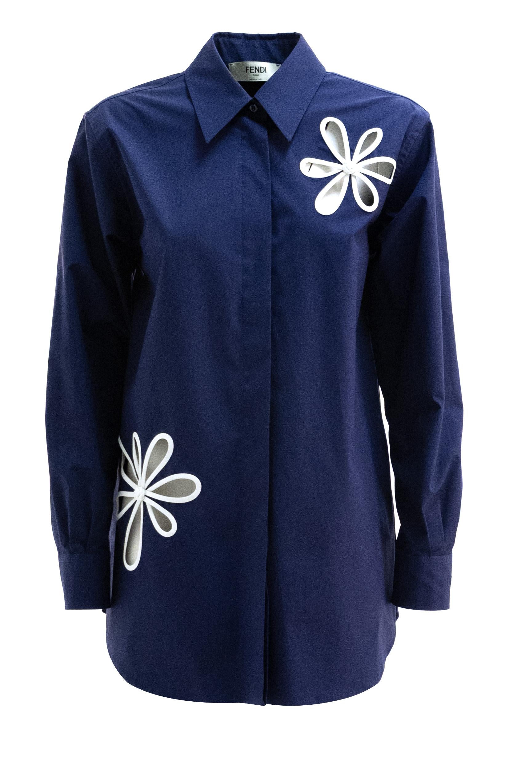 Camicia in popeline color blu scuro<BR/> FS8355 AW7V F1W0A FENDI 