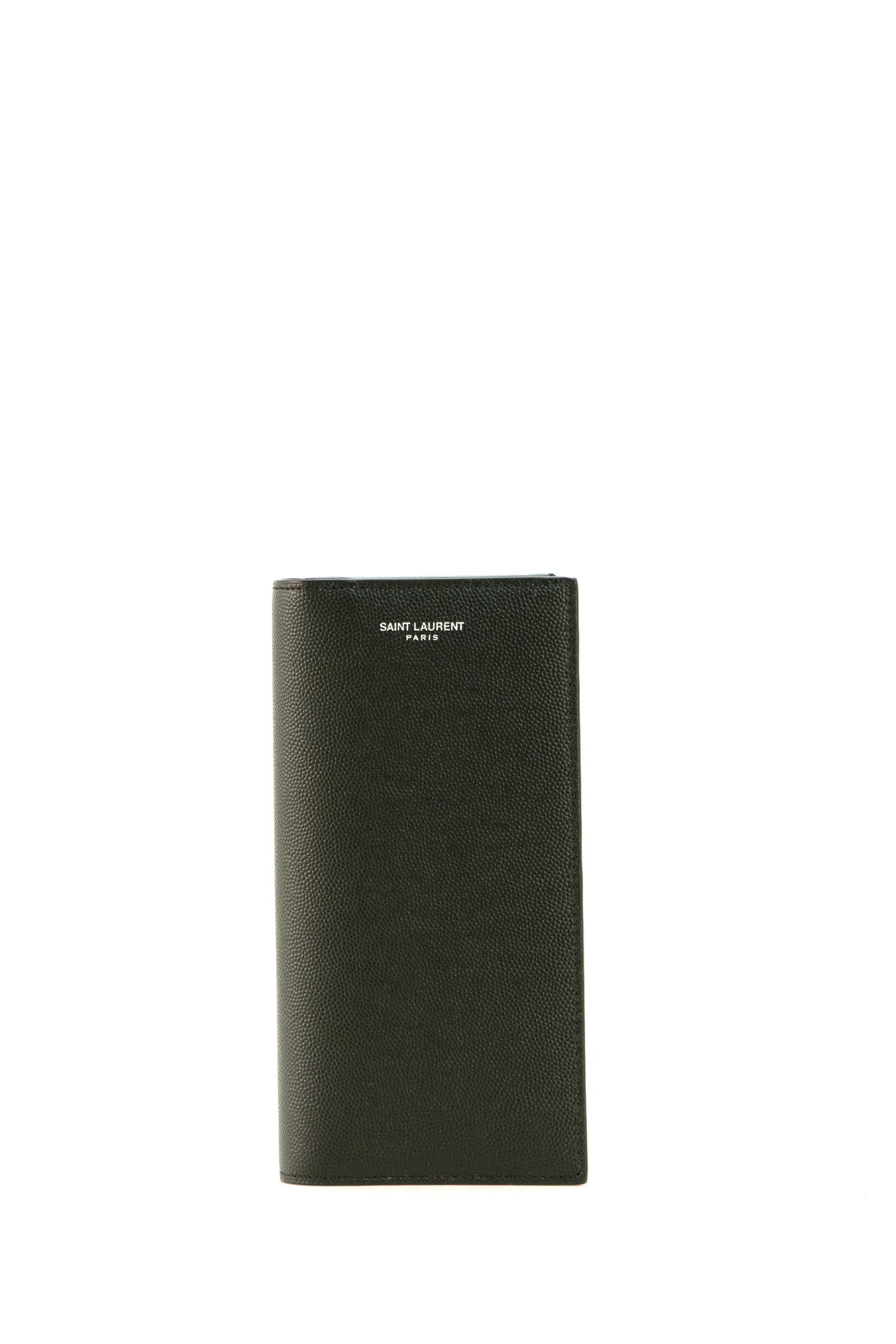 Portafogli Continentale in pelle con stampa logo di colore nero<BR/> 396308 BTY0N 1000 SAINT LAURENT 