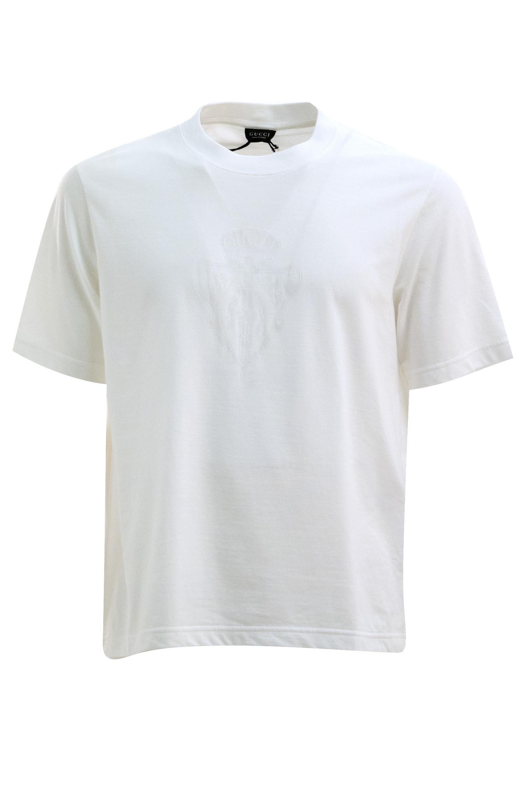 T-shirt in Jersey di Cotone con Stemma Gucci<BR/> 864625 XJHTY 9003 GUCCI 