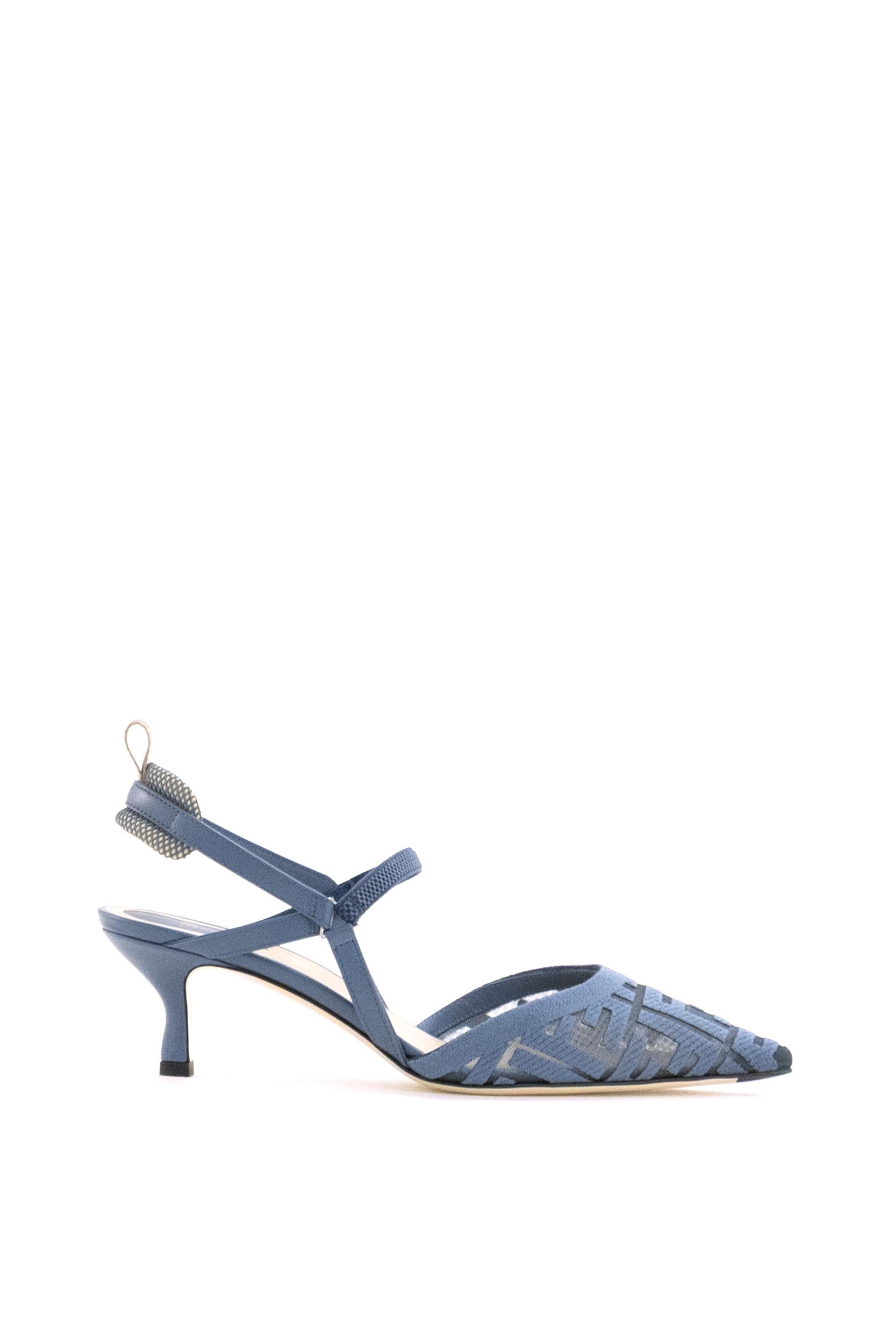 Slingbacks Colibrì Lite in mesh con ricamo FF color azzurro<BR/> 8J8558 AY0M F1XHP FENDI 
