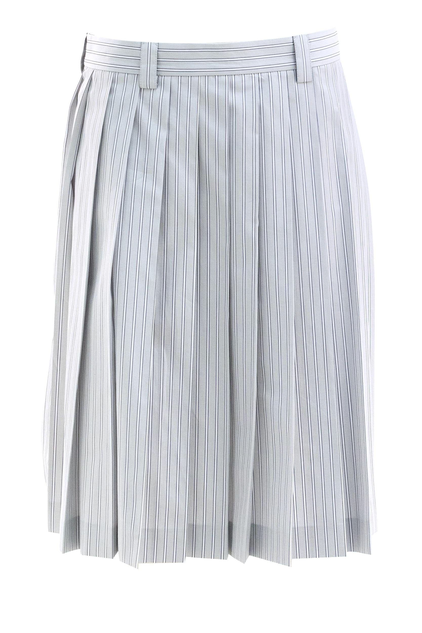 Gonna plissé in popeline a righe di colore bianco e azzurro<BR/> MG2052 S OOO 180U F0424 MIU MIU 