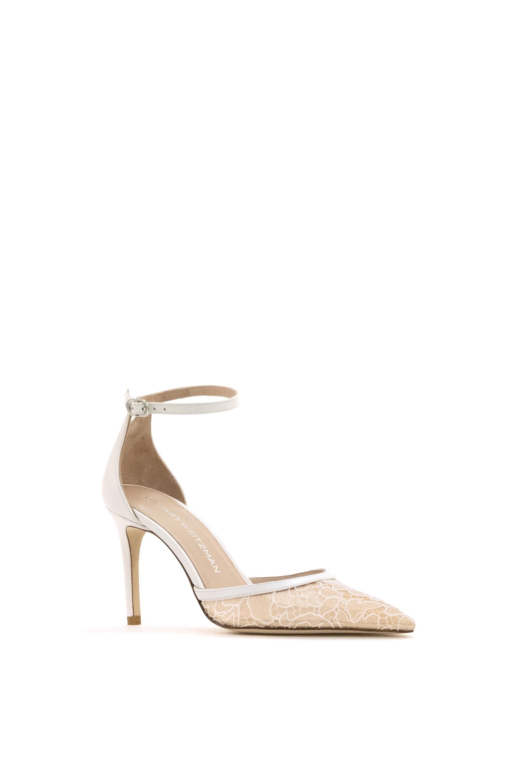 Décolleté Stuart in Pelle e Mesh<BR/> STUART POWER STRAP 8 BIANCO BEIGE STUART WEITZMAN 