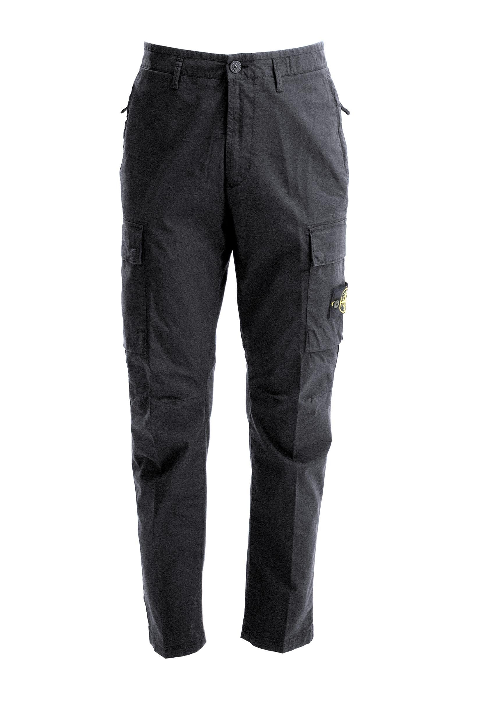 Black stretch cotton cargo pants | Cumini
