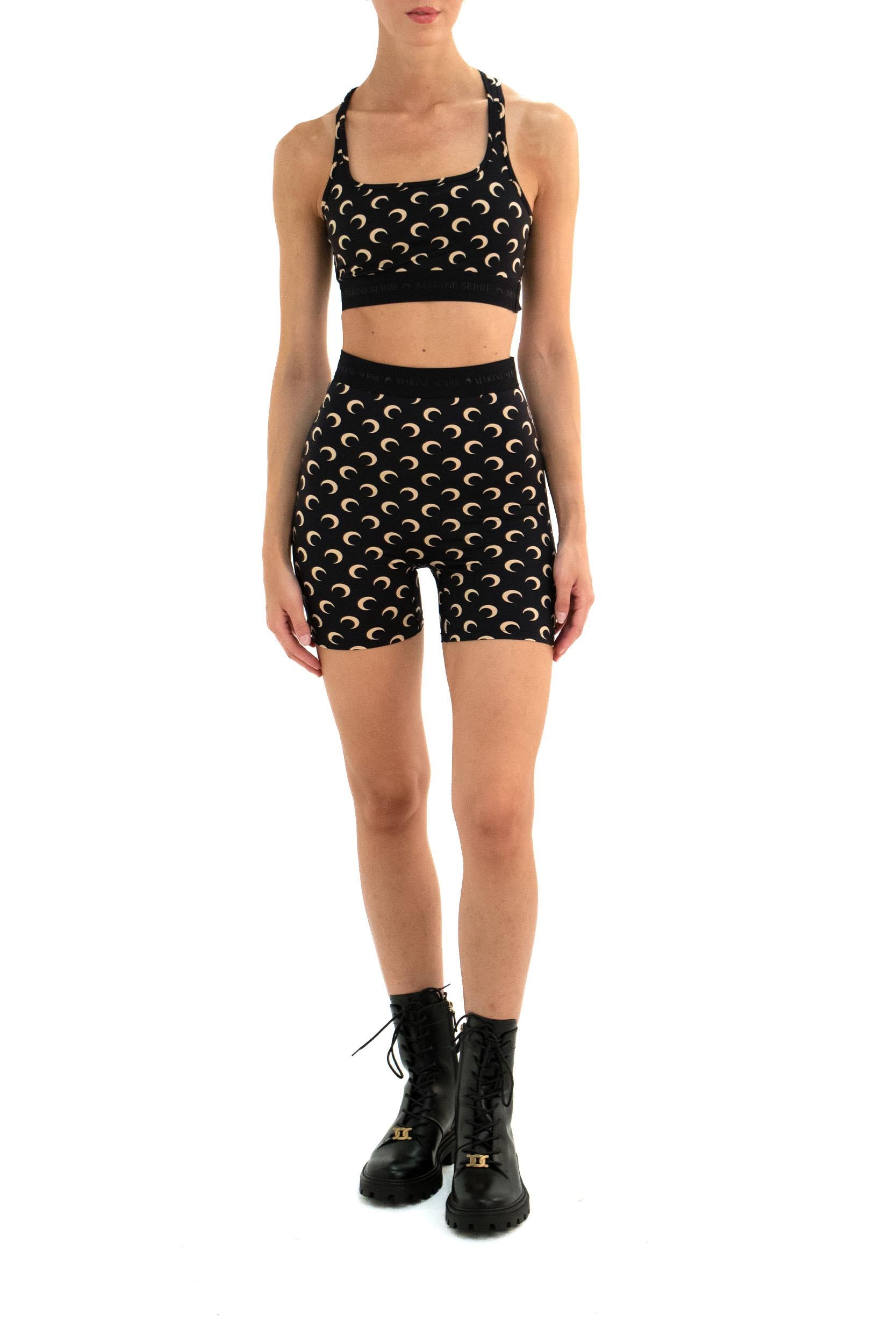 Shorts in jersey stretch color nero con stampa Moon WSH007A CJER0001 IT99 MARINE SERRE 