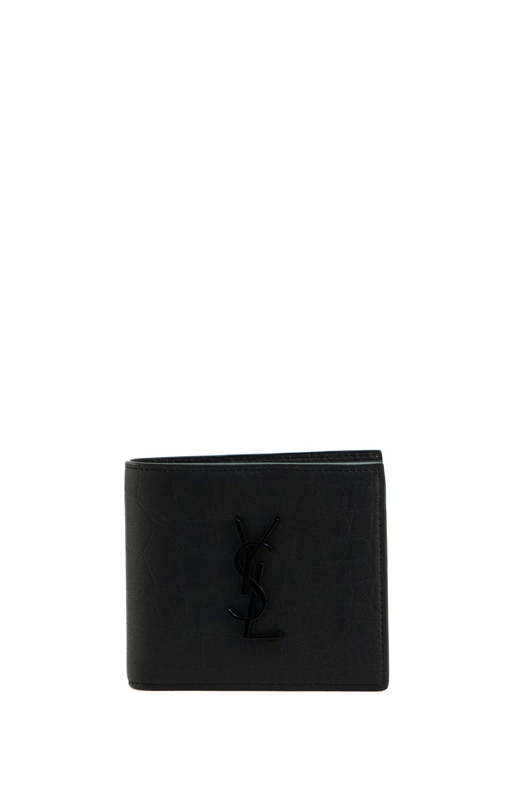 Portafoglio Cassandre in pelle stampata coccodrillo<BR/> 453276 C9H0U 1000 SAINT LAURENT 