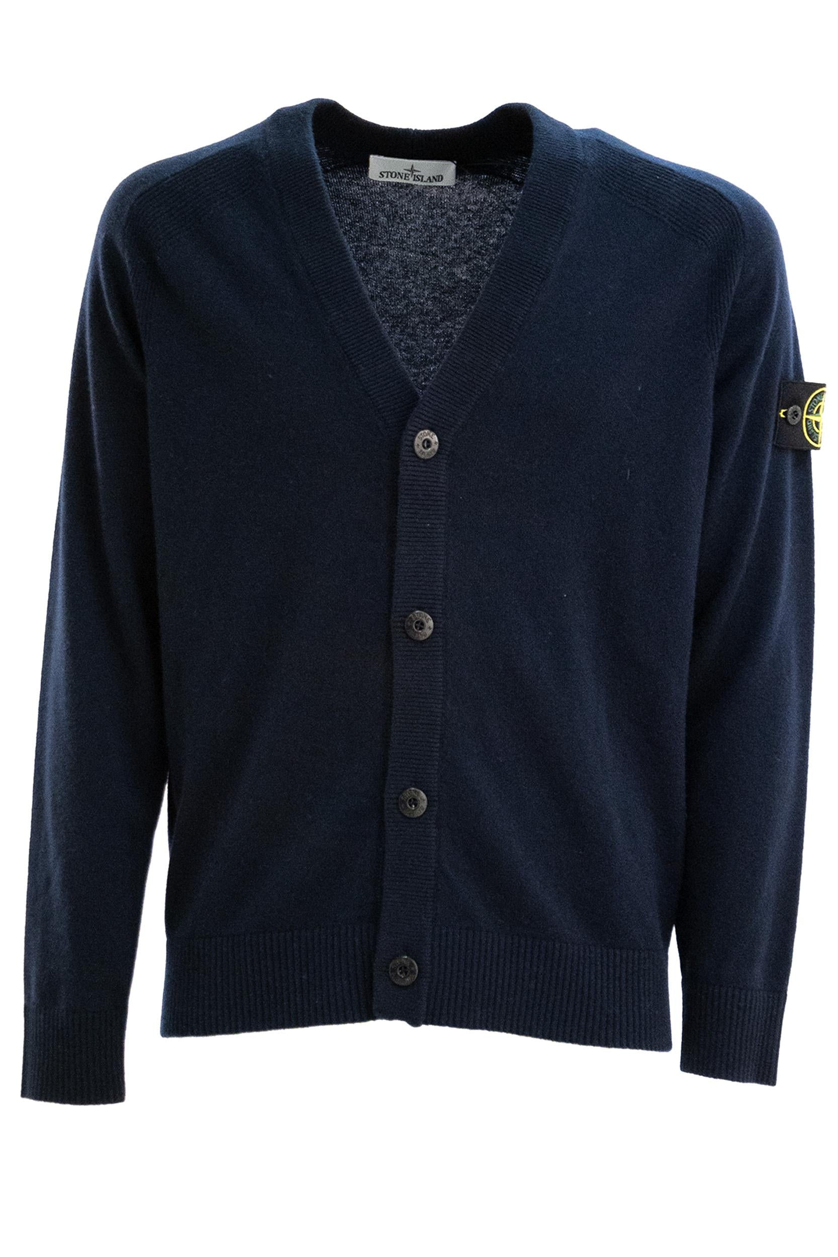 Cardigan in Lana Blu<BR/> K2S155100065 S00B4 V0020 STONE ISLAND 