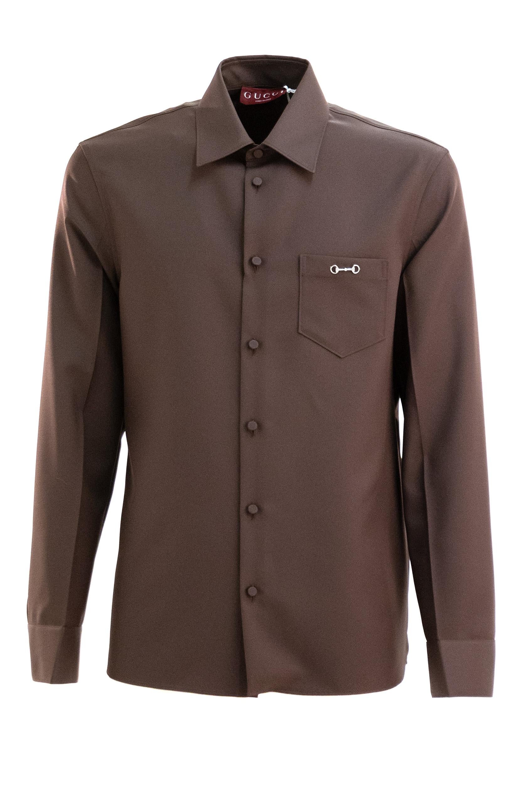 Camicia in twill di poliestere di colore marrone<BR/> 841624 ZAT43 2518 GUCCI 