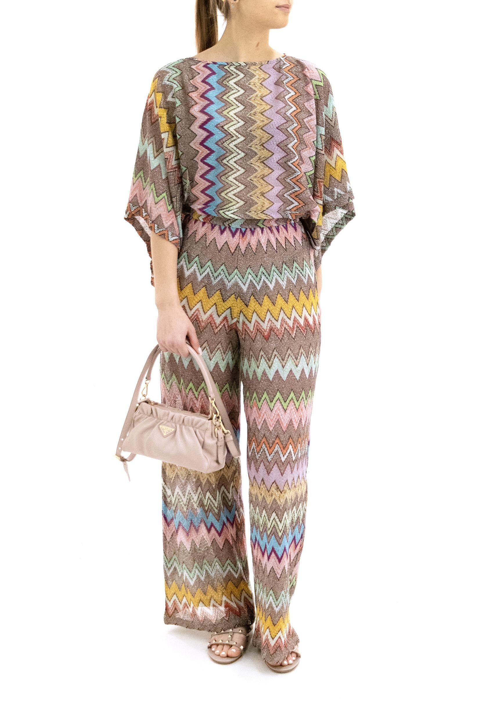 Pantaloni copricostume in viscosa lamé con macro zig multicolore<BR/> MC25SI01-BR014K SM9YK MISSONI 