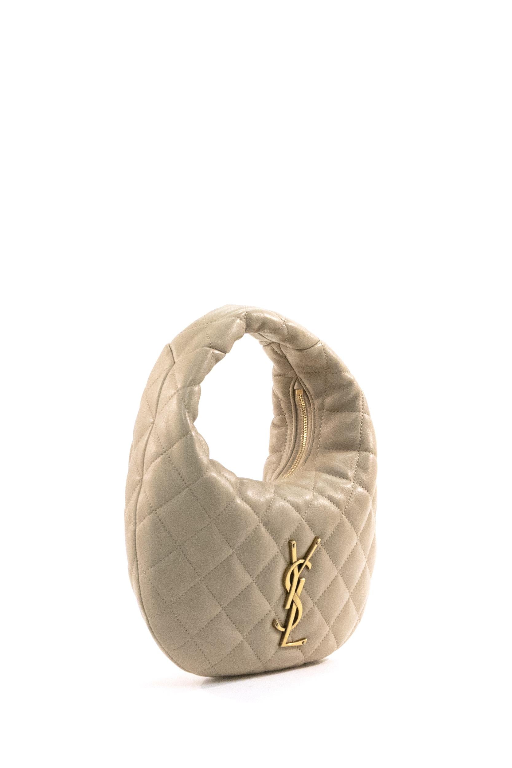 Borsa Icarino in nappa trapuntata di colore beige<BR/> 851689 AAANG 2721 SAINT LAURENT 