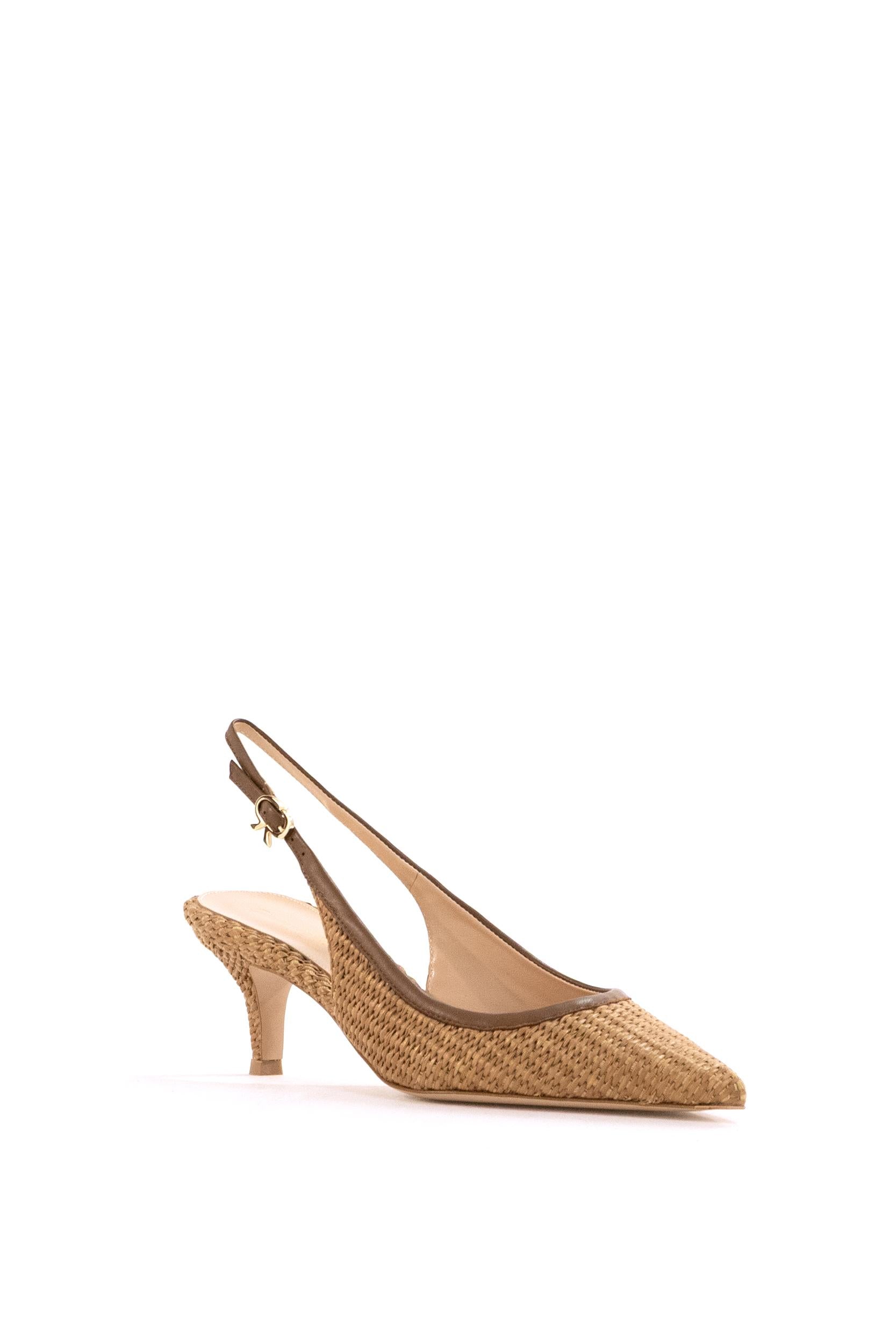 Slingbacks Minorca in rafia color naturale<BR/> G95509.55RIC.MBNCUCU CUOIO GIANVITO ROSSI 