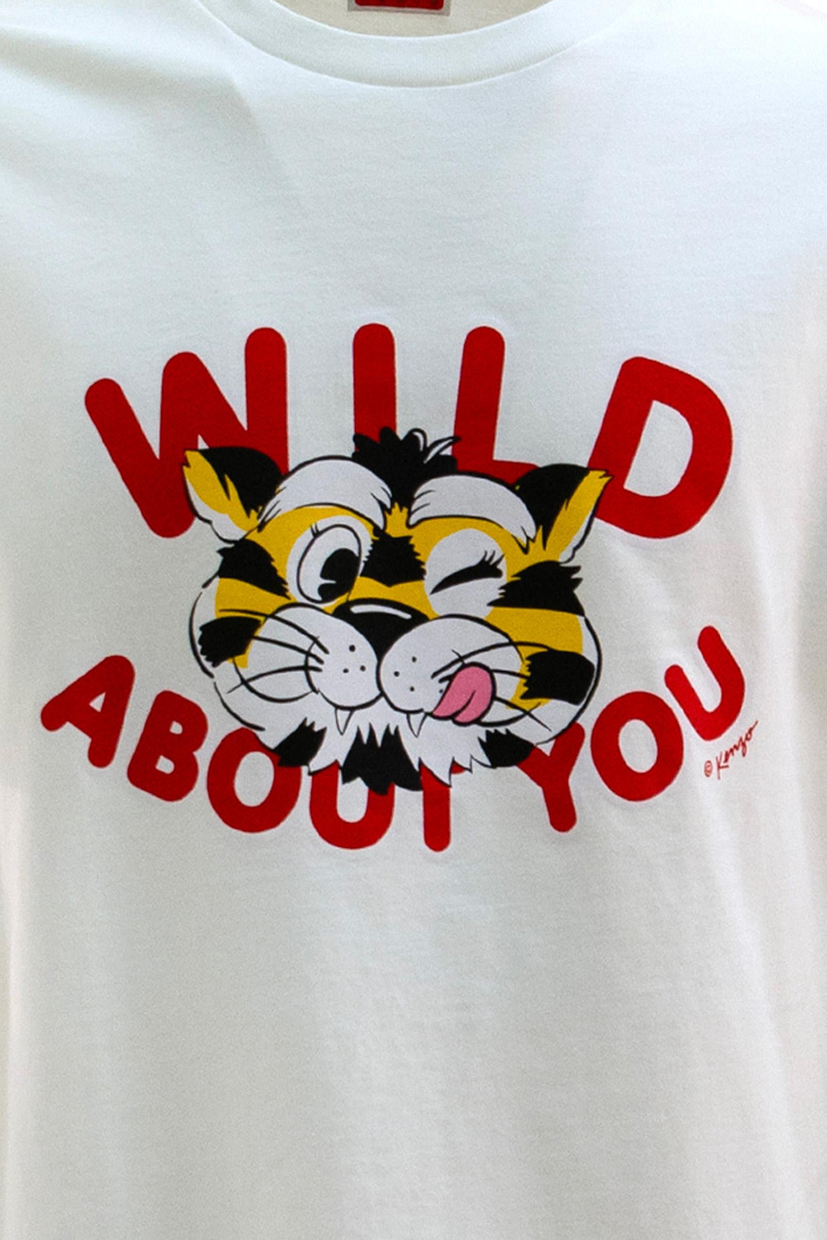 T-shirt in cotone di colore bianco<BR/> FG55TS2064SG 02 KENZO 