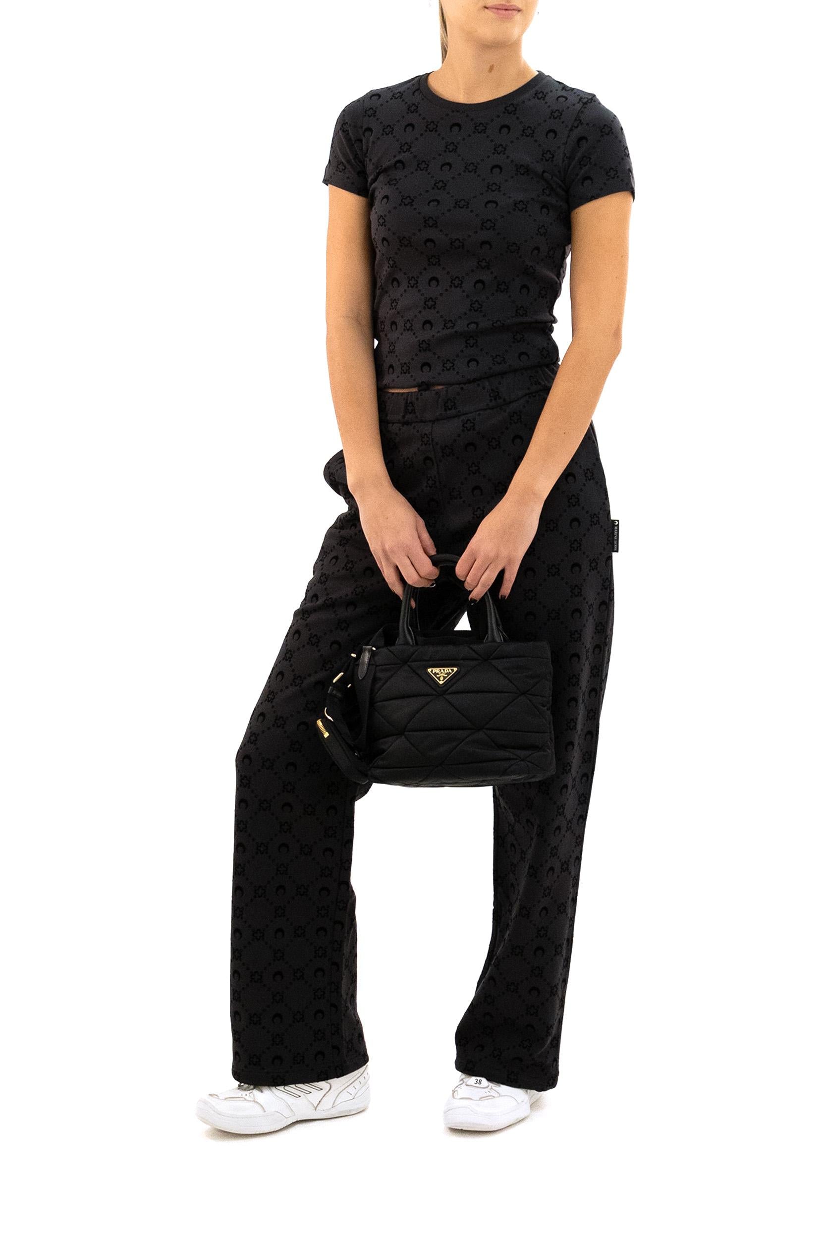 Pantaloni in cotone di colore nero<BR/> UPA052A CJER0089 BK99 MARINE SERRE 