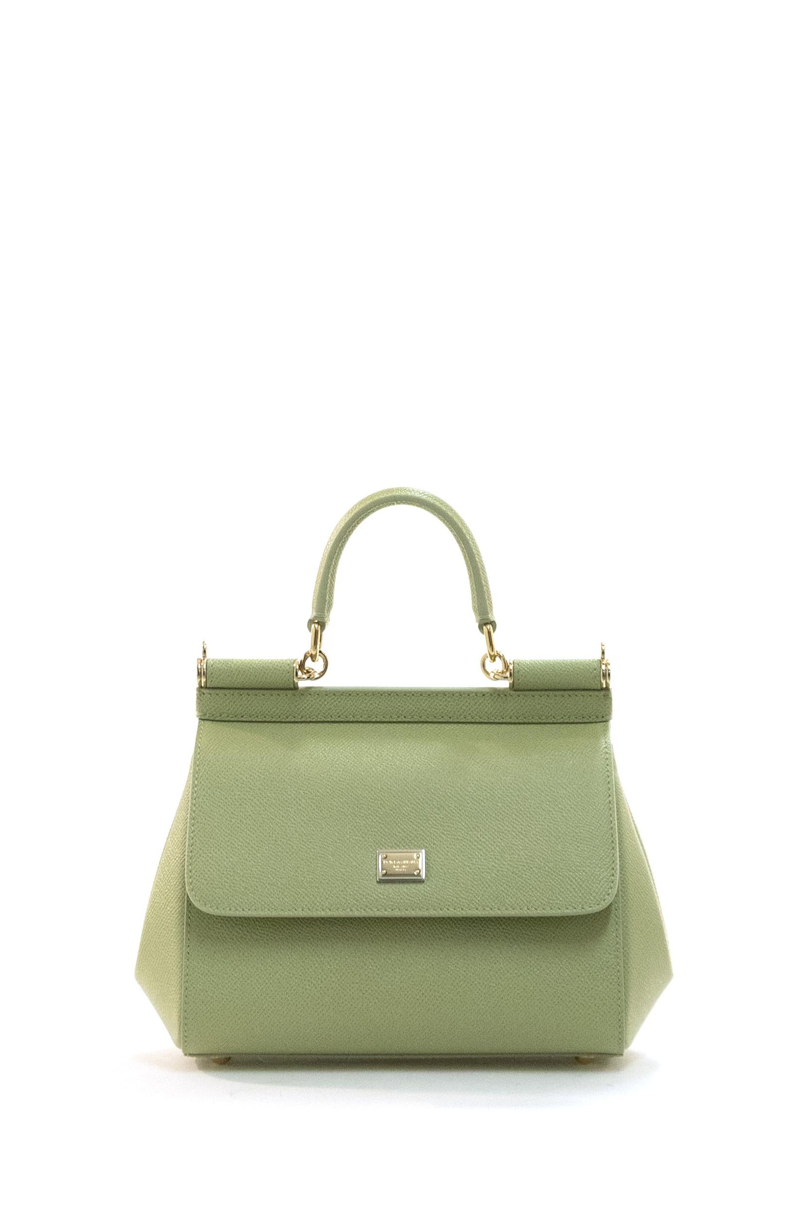 Borsa Sicily a mano piccola in pelle Dauphine di colore verde BB6003 B1001 80527 DOLCE & GABBANA 