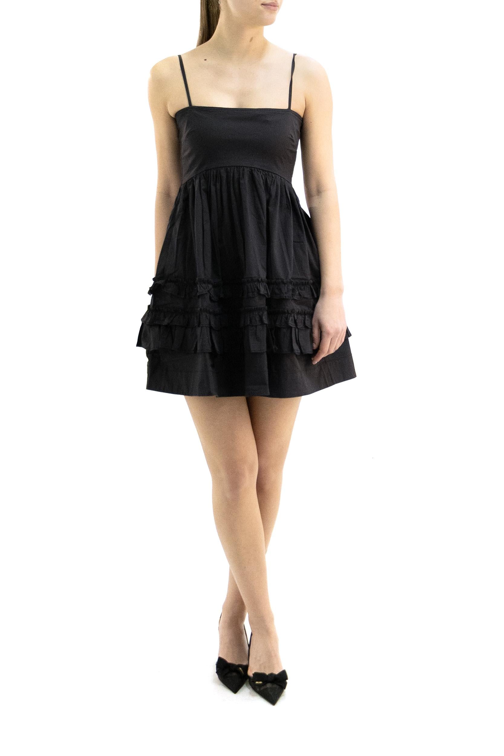 Abito in cotone di colore nero<BR/> A1030207 099 GANNI 