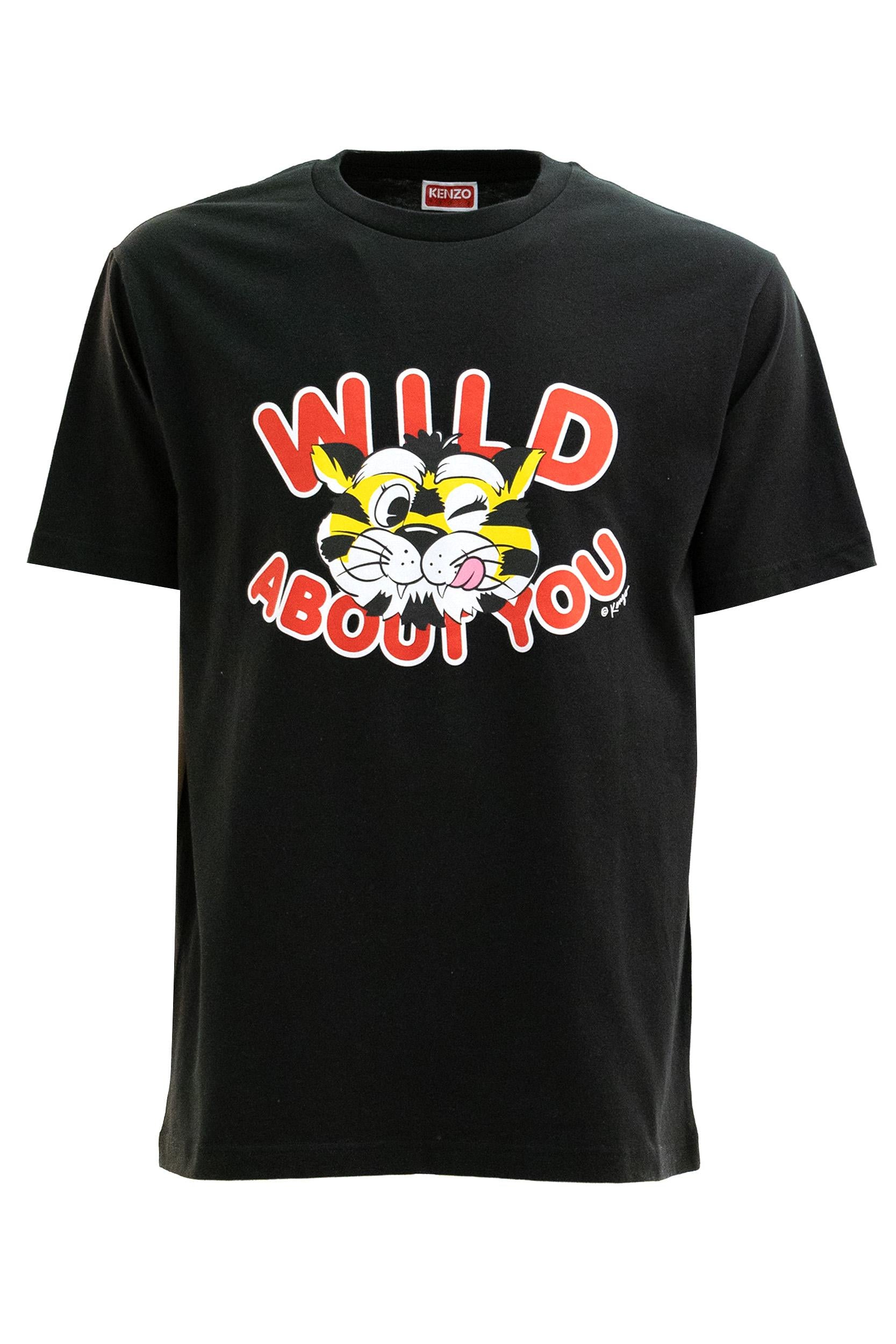 T-shirt in cotone di colore nero<BR/> FG55TS2064SG 99J KENZO 