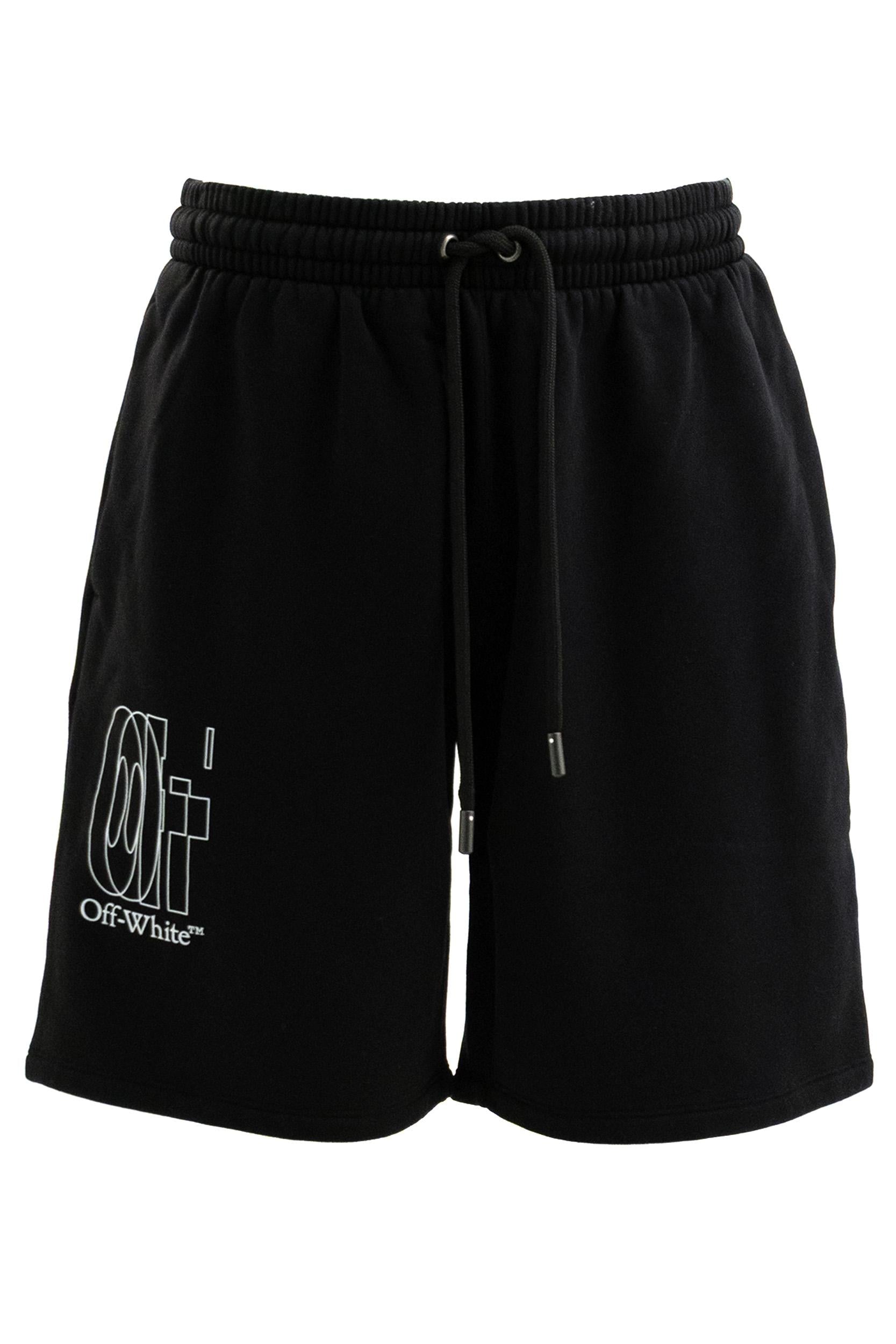 Shorts in cotone di colore nero<BR/> 44MCI013S26F004001 BLACK OFF WHITE 
