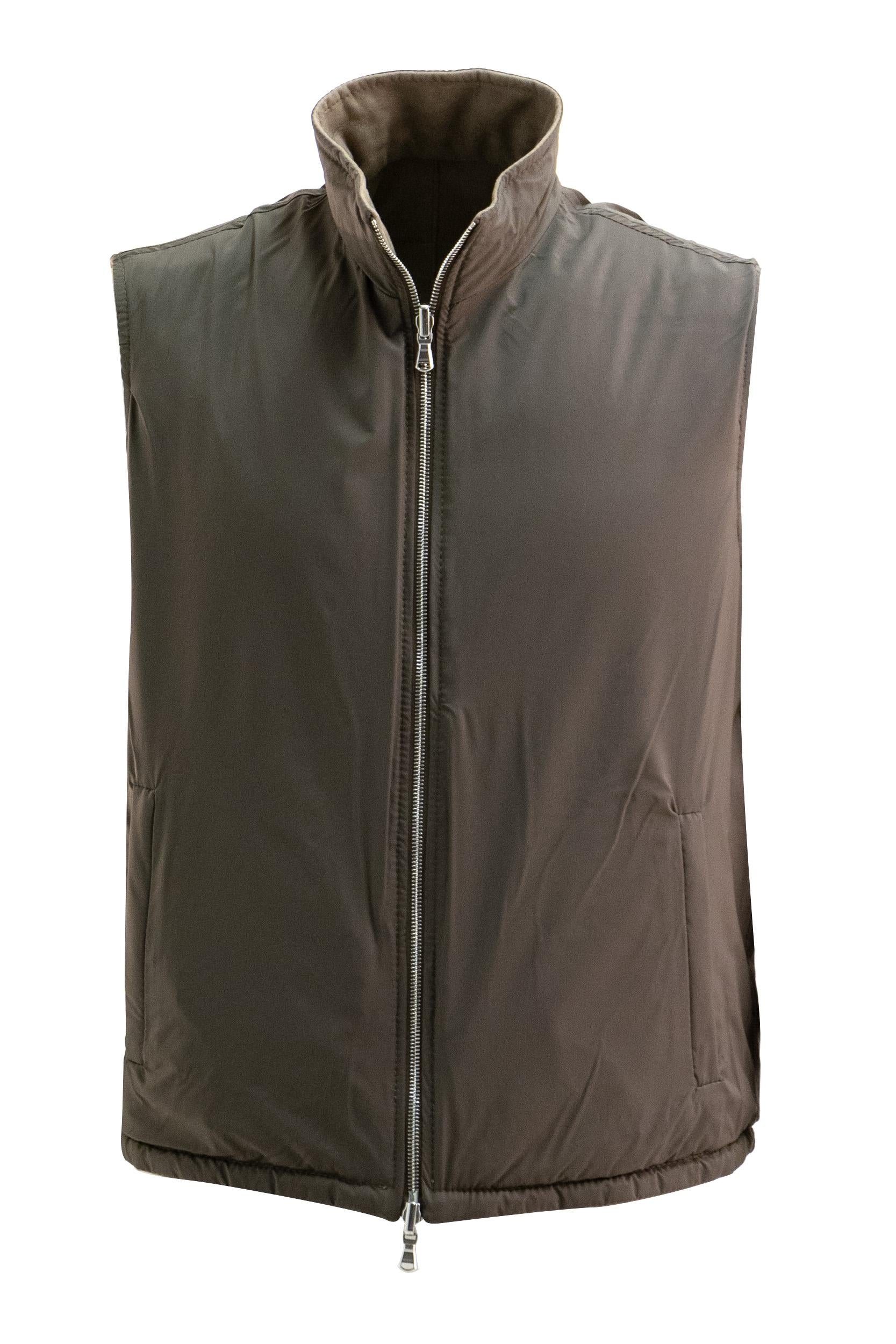 Gilet reversibile in suede e tessuto tecnico di colore beige<BR/> 53200 4403 0025 BARBA 