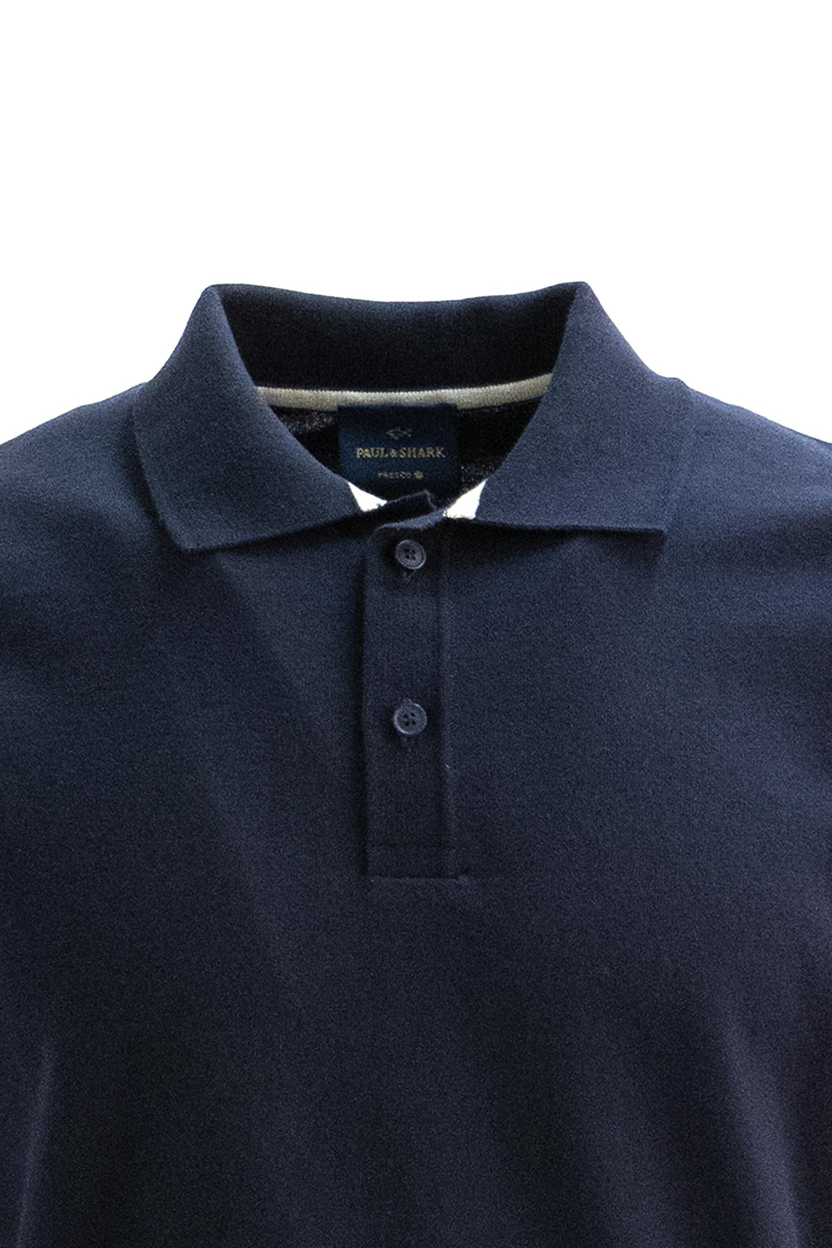Polo in cotone di colore blu<BR/> 25411610 013 PAUL & SHARK 