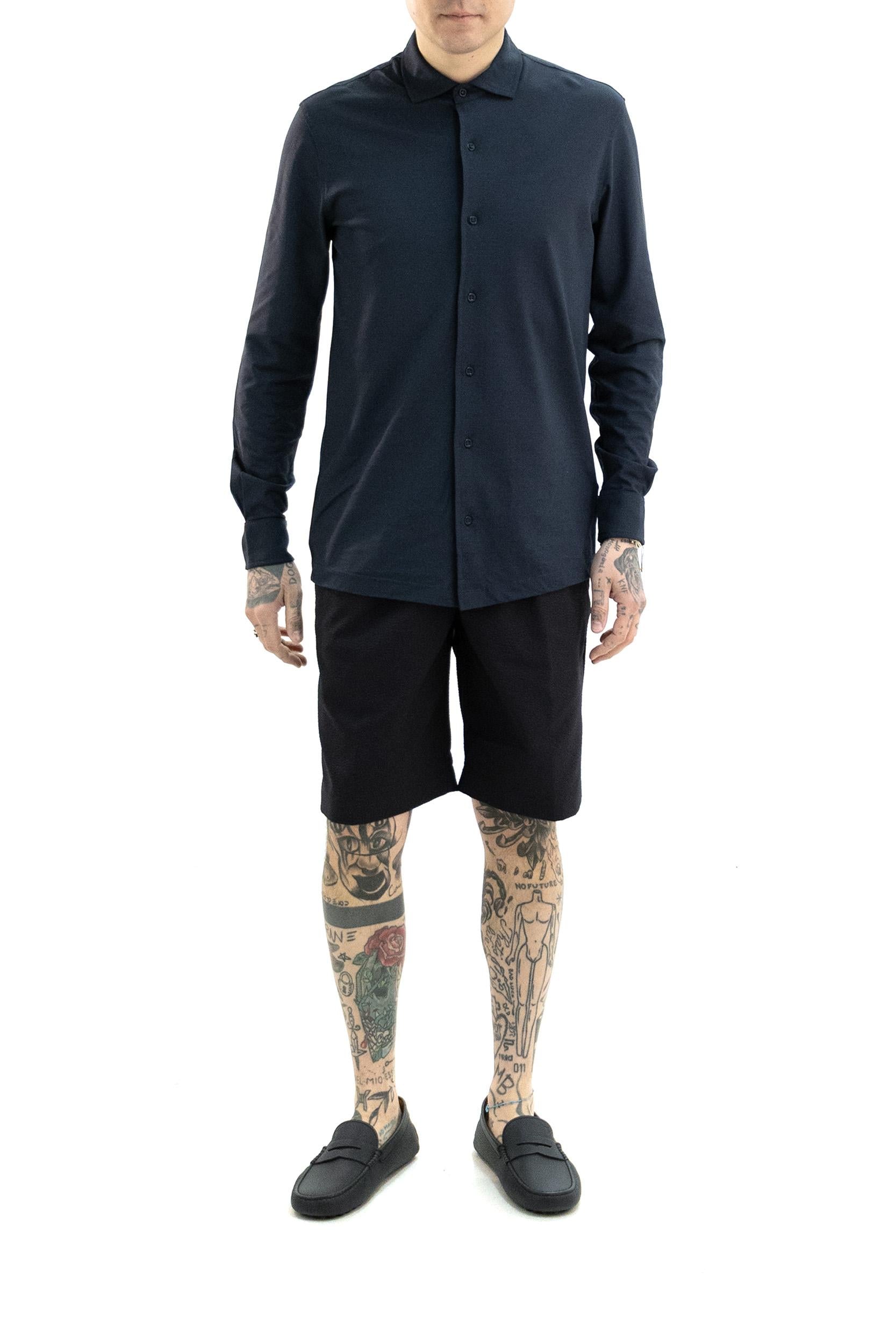 Shorts in seersucker di colore blu<BR/> S.M04.CLICHY 1722 511 CRUNA 