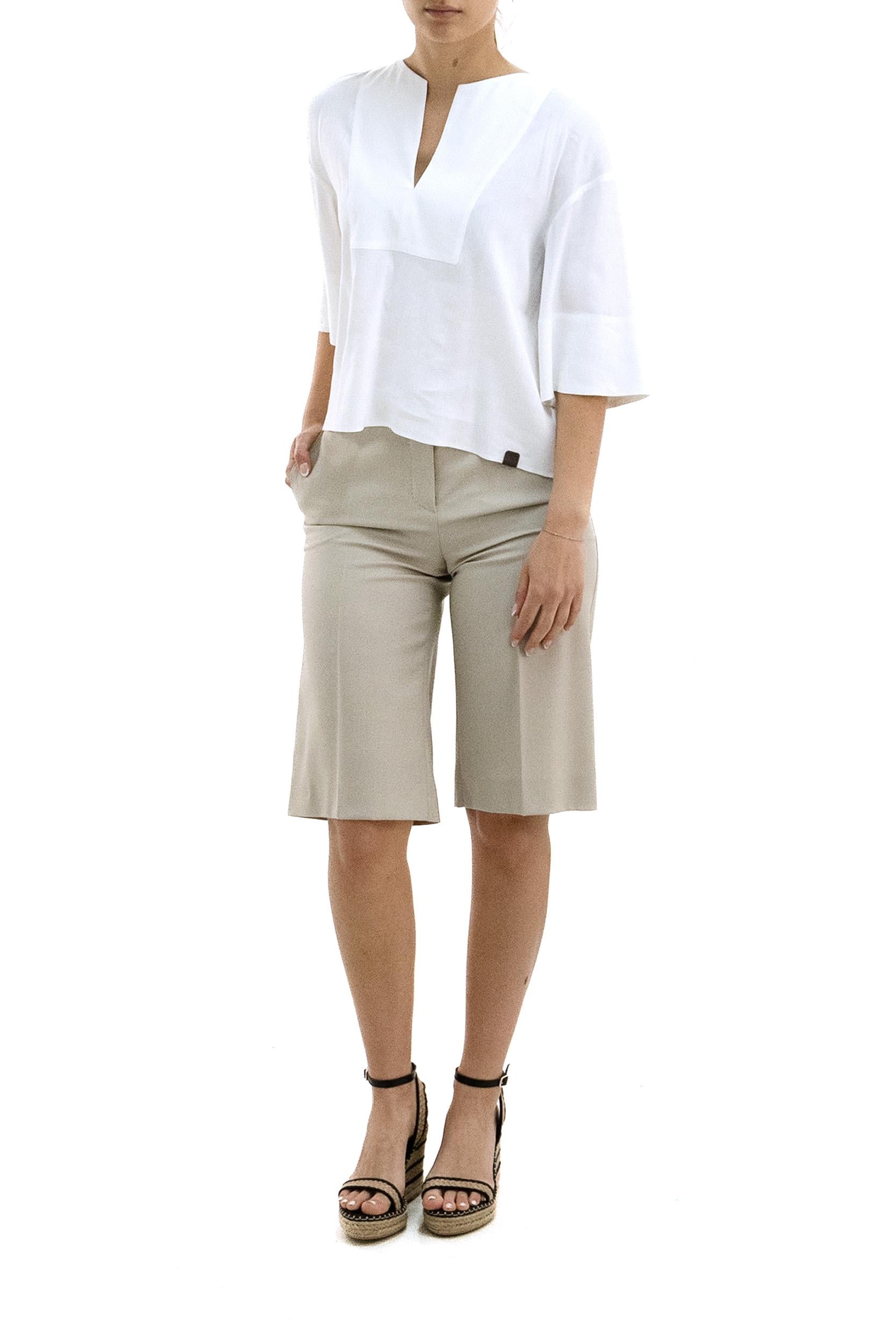 Bermuda in lana, mohair e seta color sabbia<BR/> MXSUMILE 006 MAX MARA 
