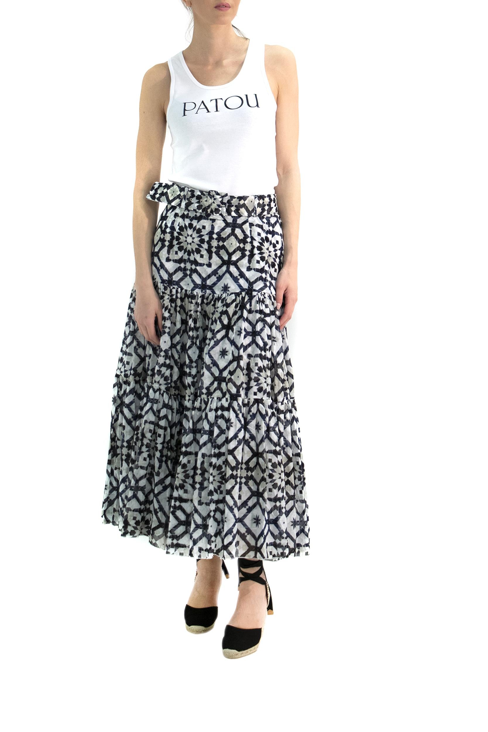 Gonna<BR/> EMMA SKIRT WHITE/INDIGO S-SUNG 