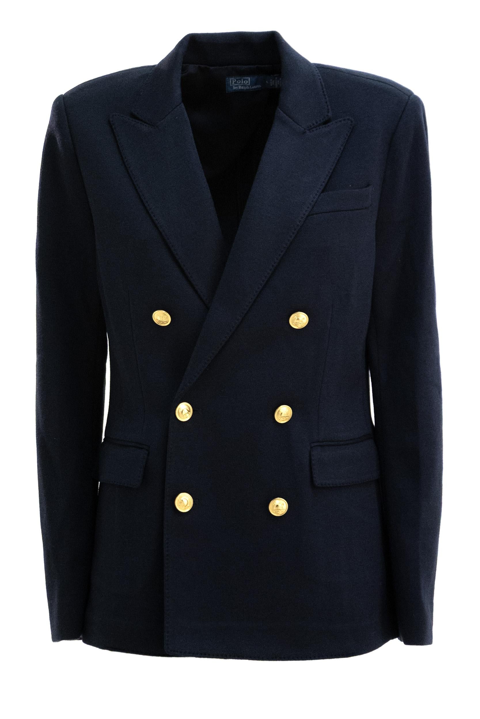Blazer Doppiopetto in Maglia<BR/> 211910134001 NAVY POLO RALPH LAUREN 