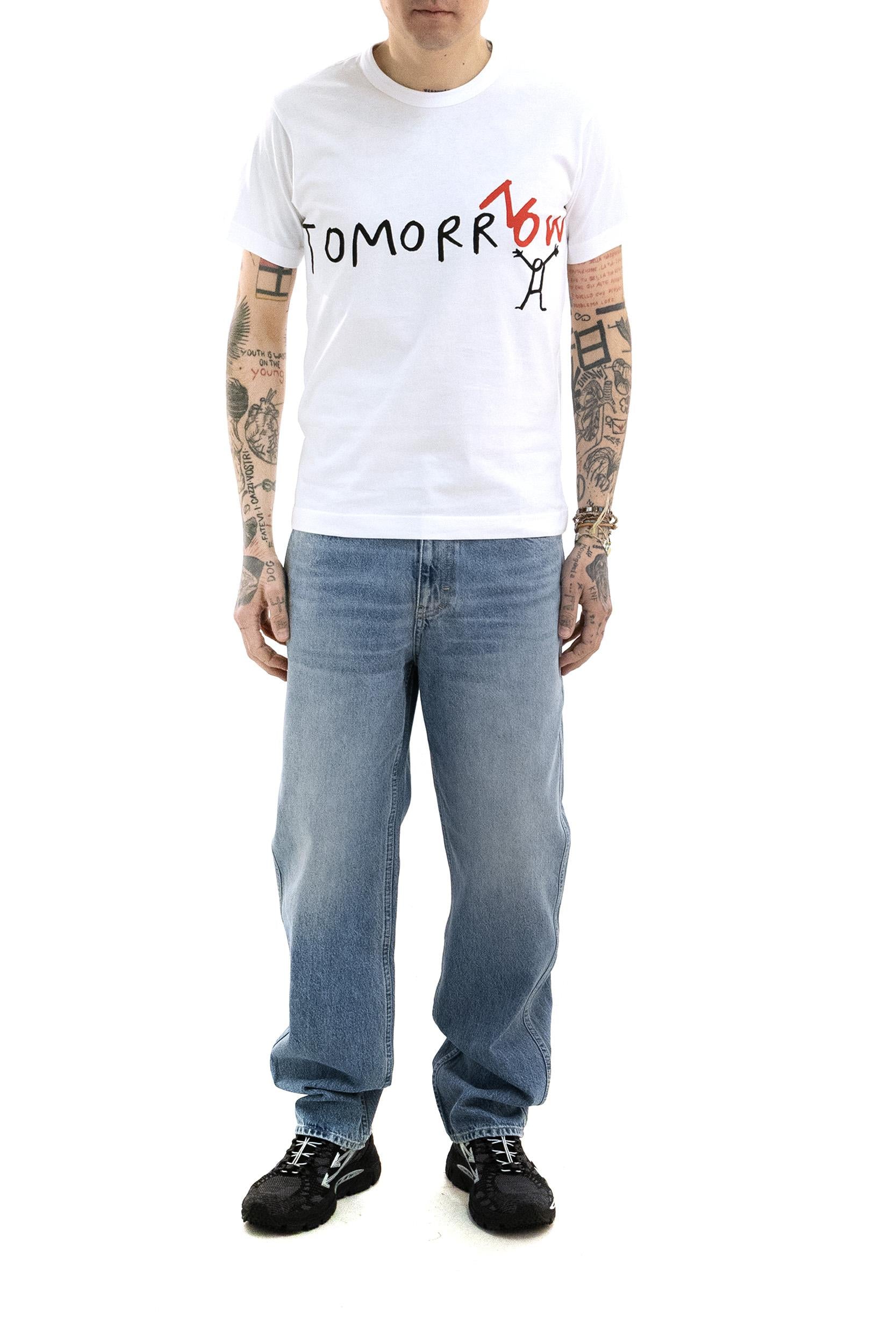 T-shirt in cotone di colore bianco <BR/> FQ-T032 1 CDG SHIRT 