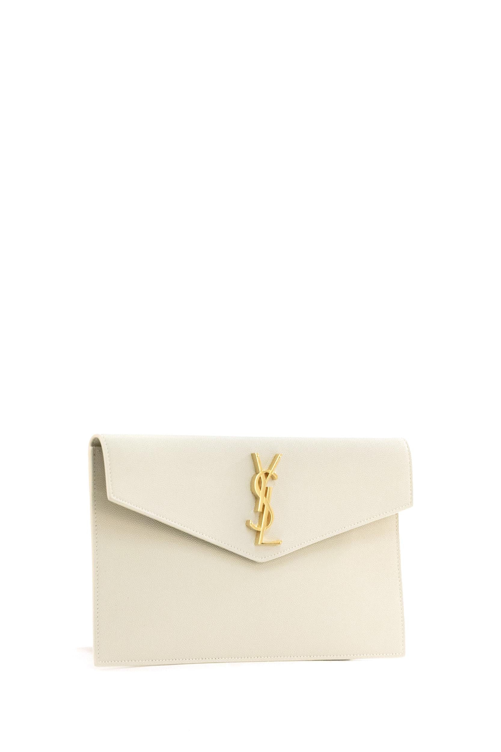 Pochette Uptown in pelle grain de poudre bianco 565739 1GF0J 9207 SAINT LAURENT 