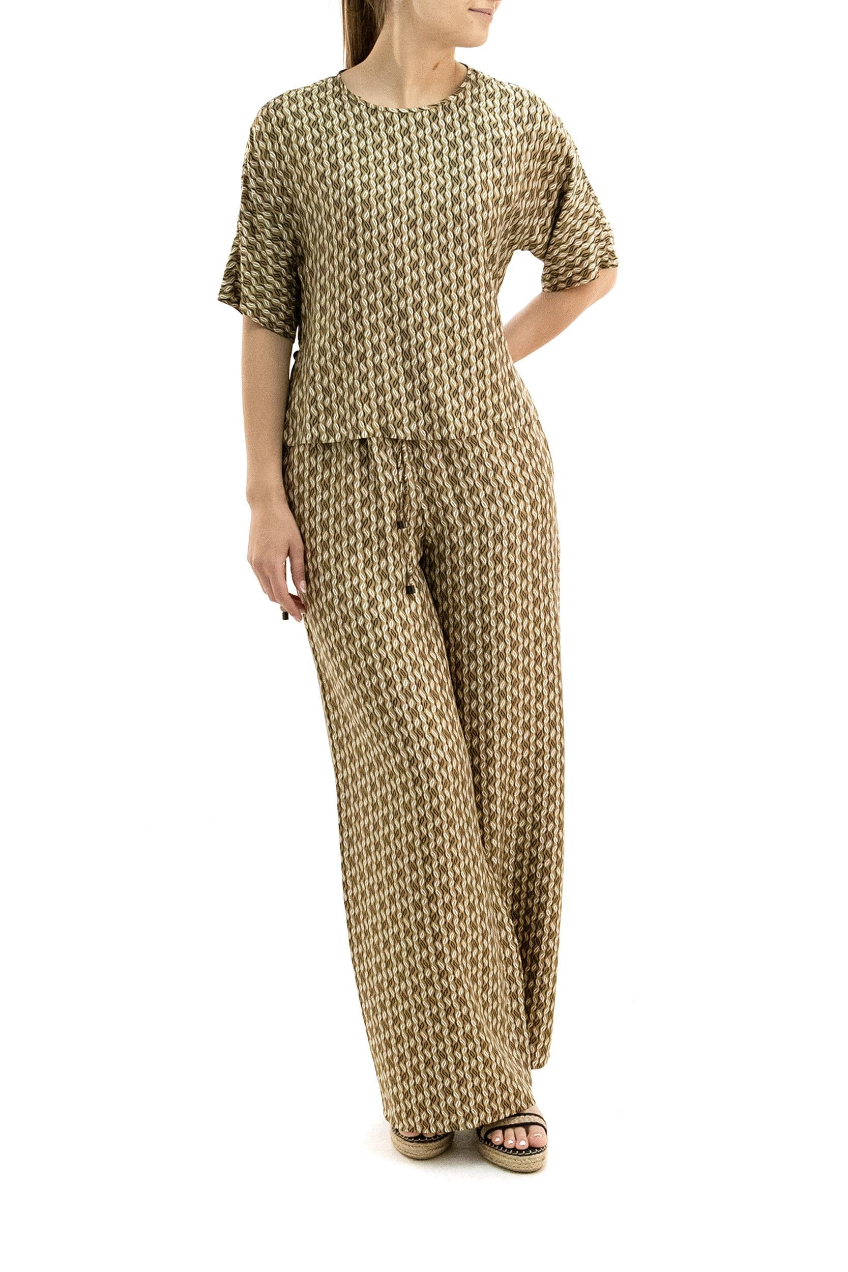 Blusa in seta stampata color nocciola<BR/> MXMNORDICA 001 MAX MARA 