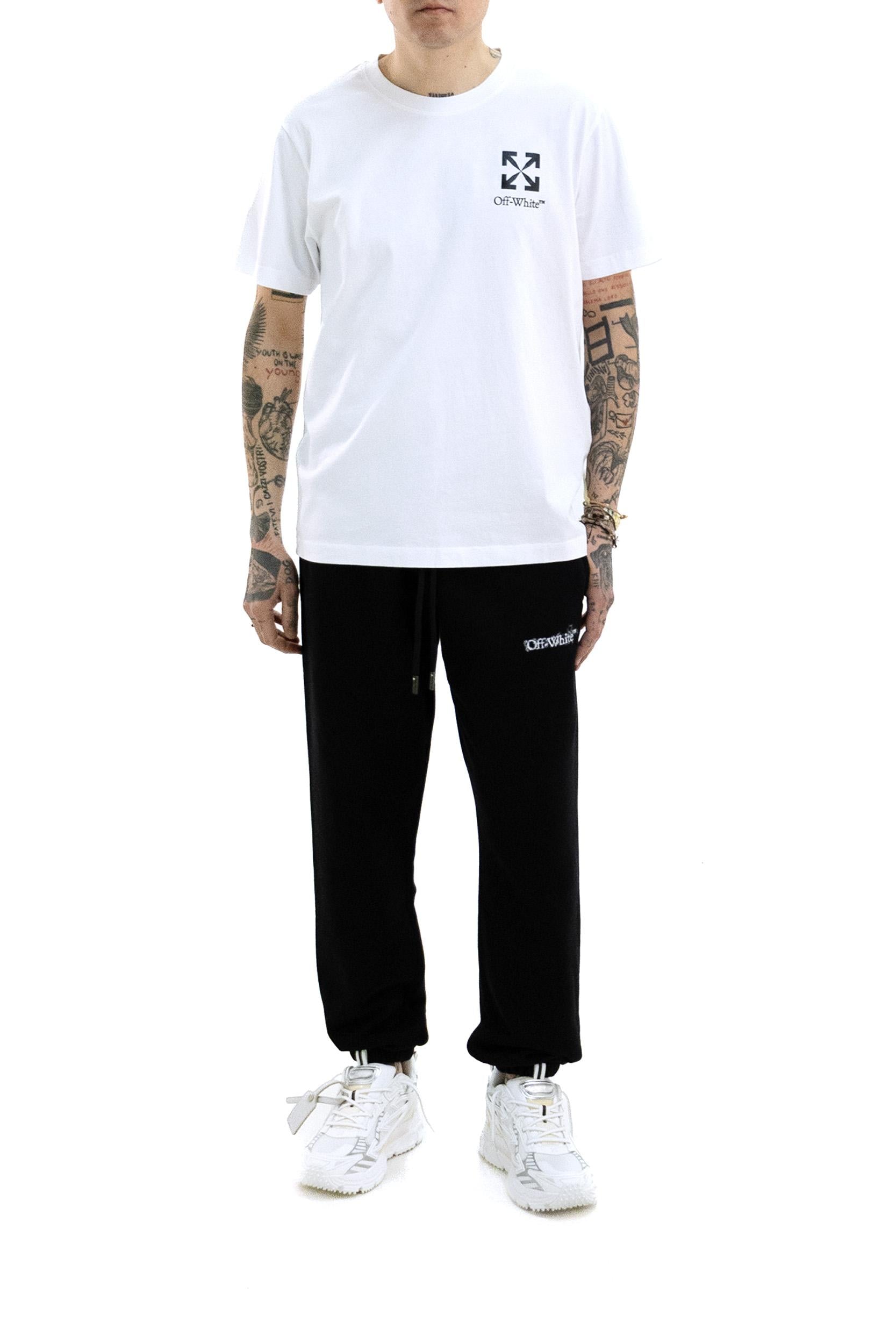 T-shirt in cotone di colore bianco<BR/> 44MAA027S26J00B100 WHITE OFF WHITE 