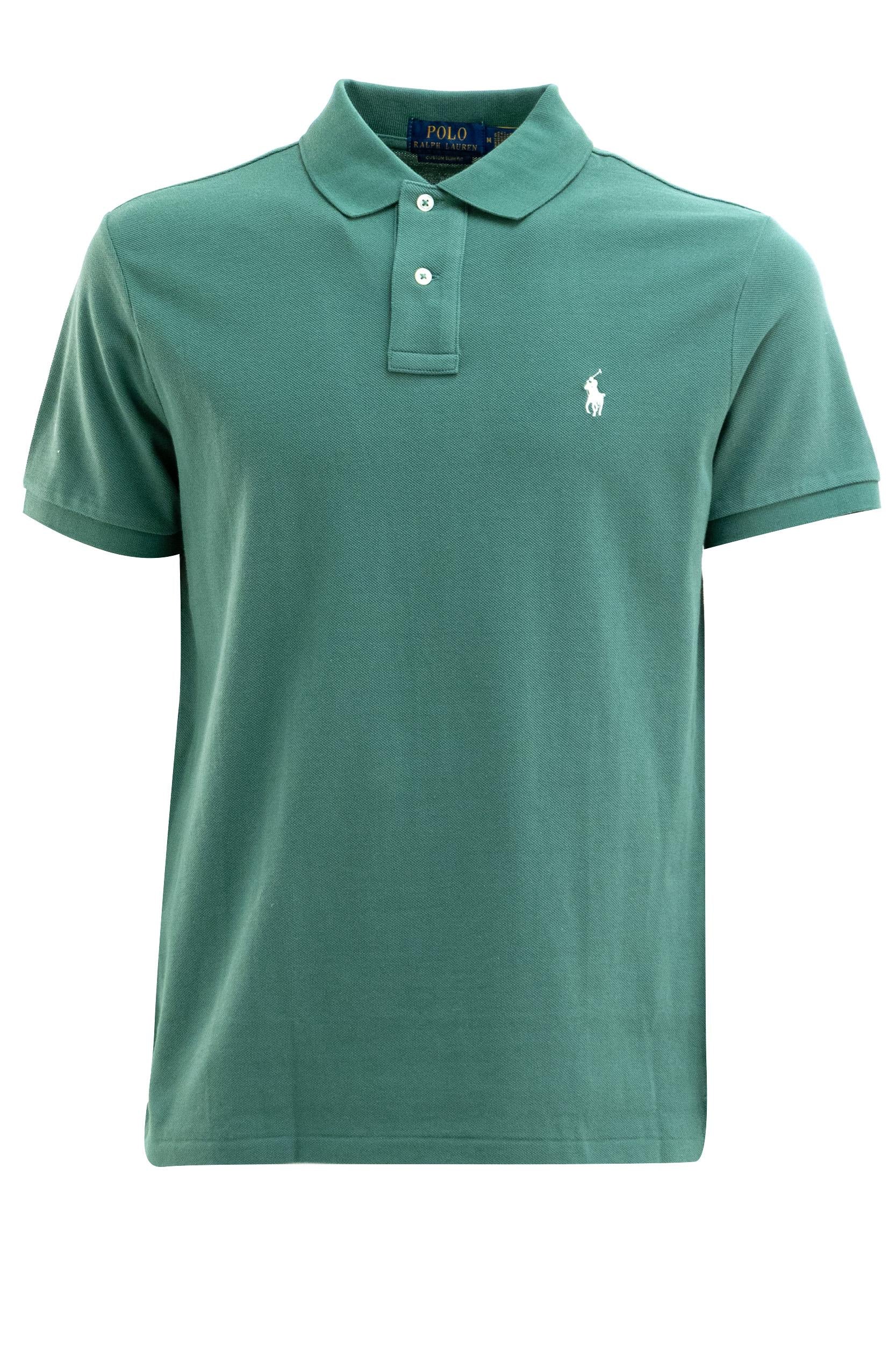 Polo in Piquet di Cotone<BR/> 710680784427 GREEN POLO RALPH LAUREN 