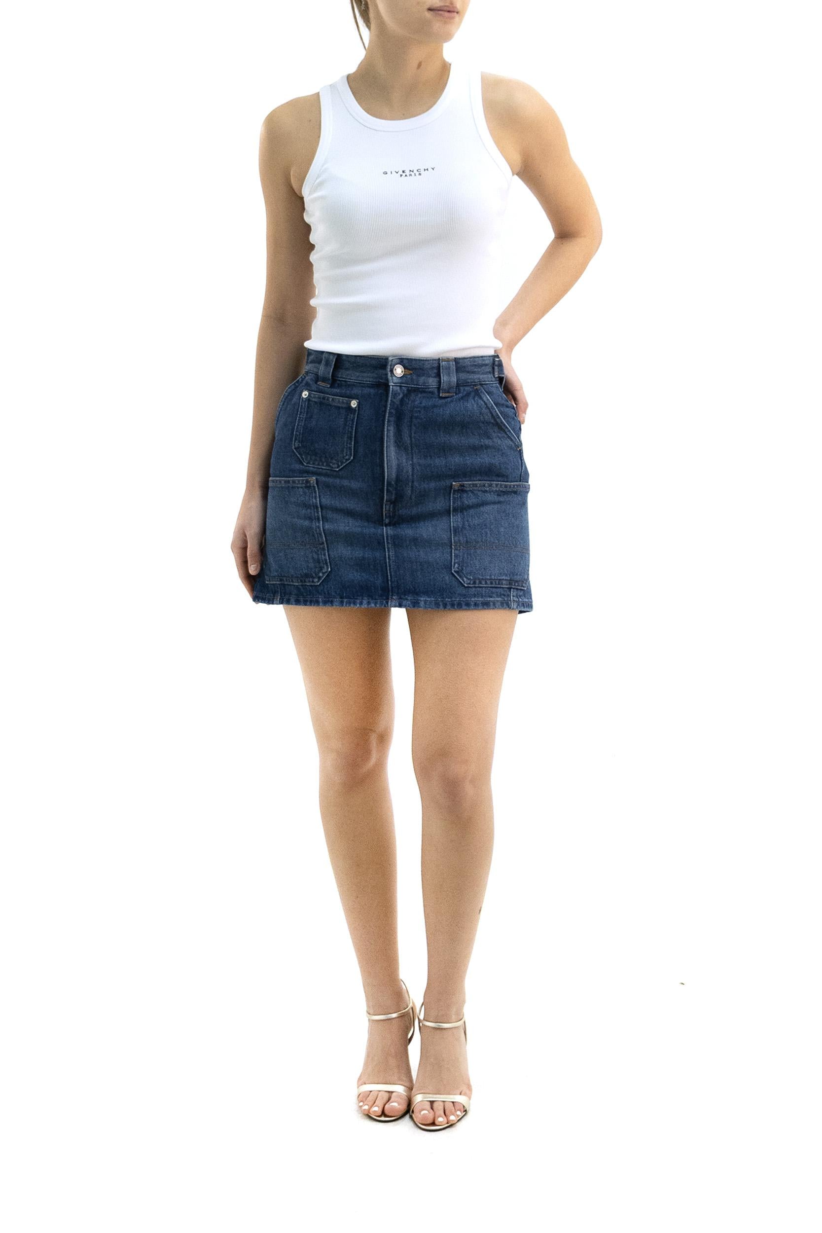 Top in cotone a coste di colore bianco<BR/> BW70FPP7BR 100 GIVENCHY 