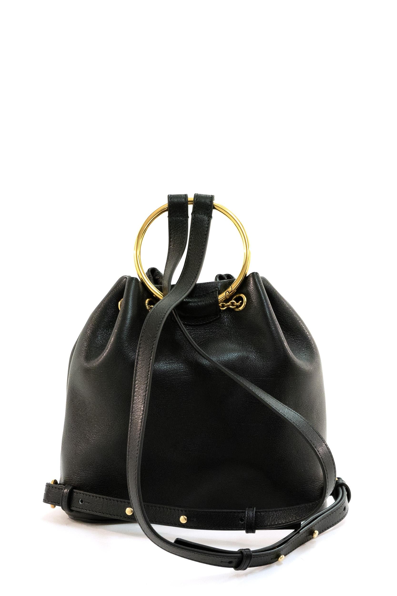 Zaino Bracelet in pelle martellata di colore nero<BR/> 25US774O37 001 CHLOE' 