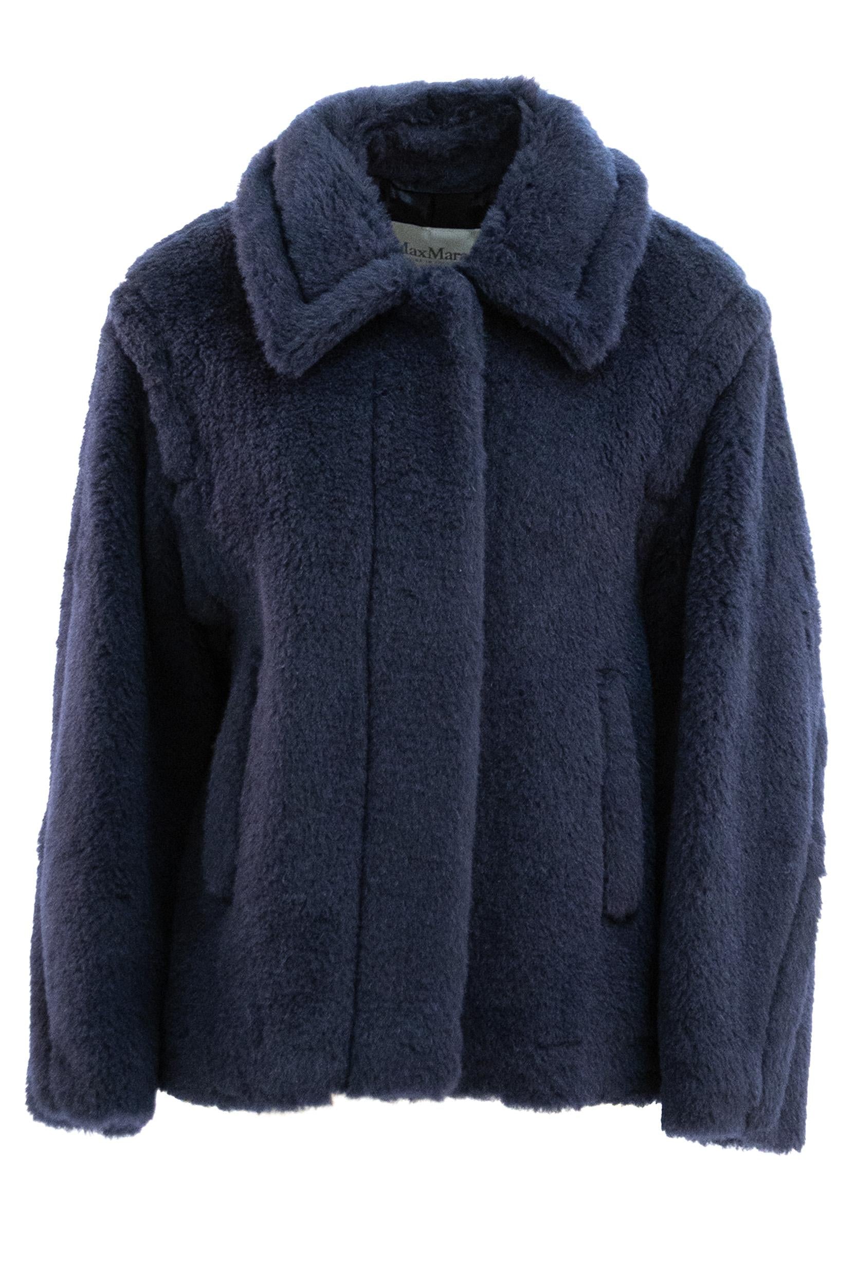 Cappotto crop Teddy in alpaca e lana di colore blu<BR/> MXMFUGGITO 005 MAX MARA 