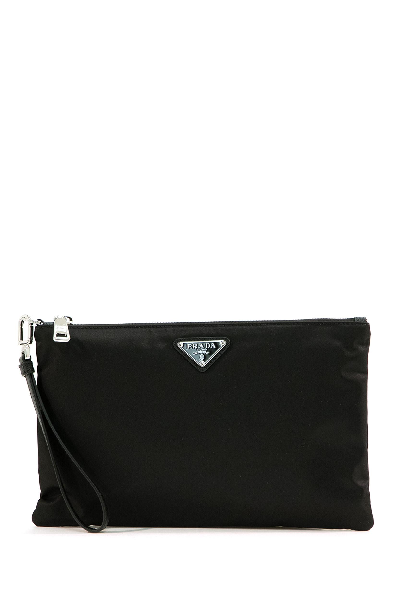Clucth in re- nylon e saffiano colore nero<BR/> 2NH006 2DMH F0002 PRADA 