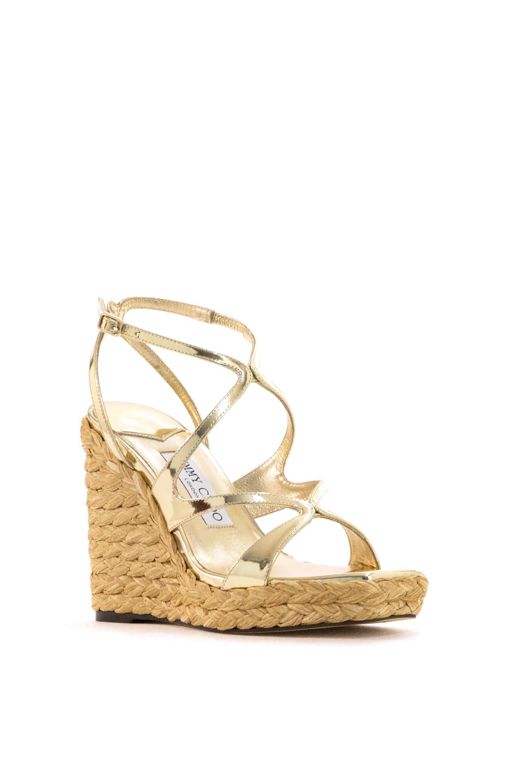 Sandali Ayla in Pelle con Zeppa<BR/> AYLA 110 CUH GOLD JIMMY CHOO 