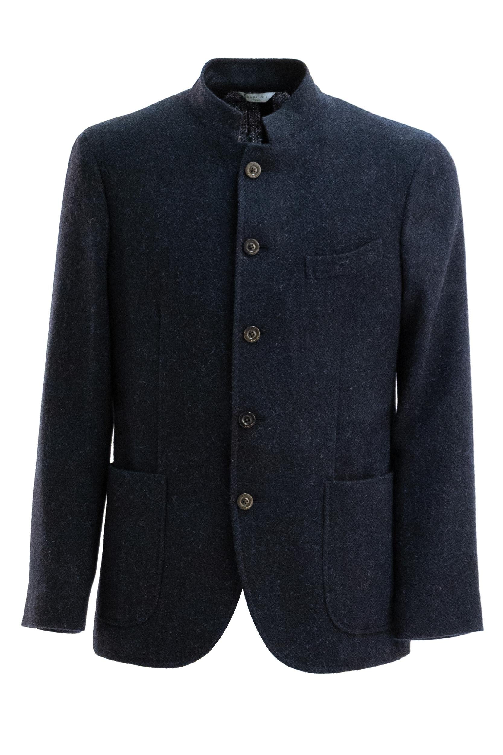 Giacca in lana spinata blu<BR/> K5602E FA0052 0785 BOGLIOLI 