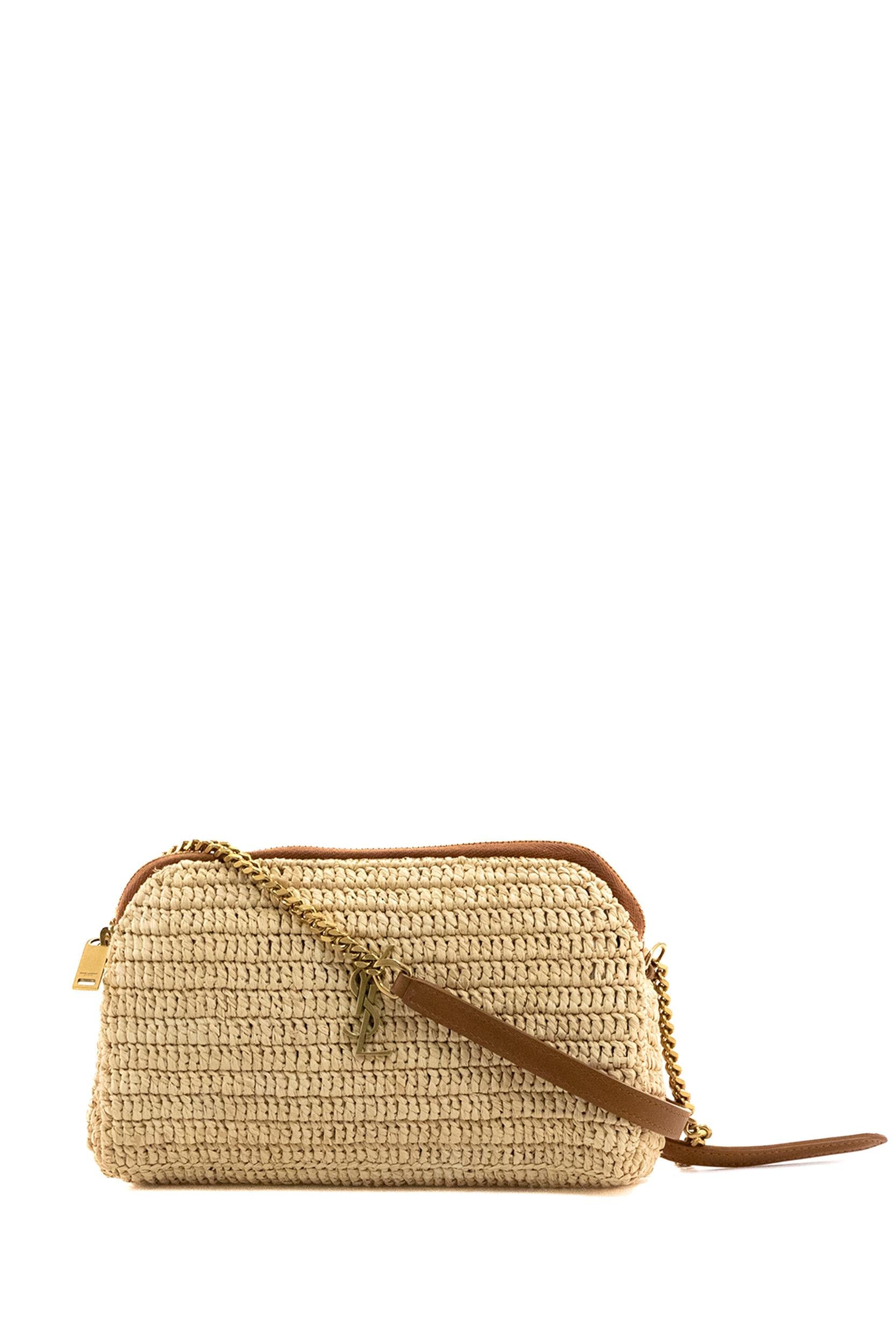 Pochette Gaby in raffia intrecciata color naturale <BR/> 774293 GAAEE 2080 SAINT LAURENT 