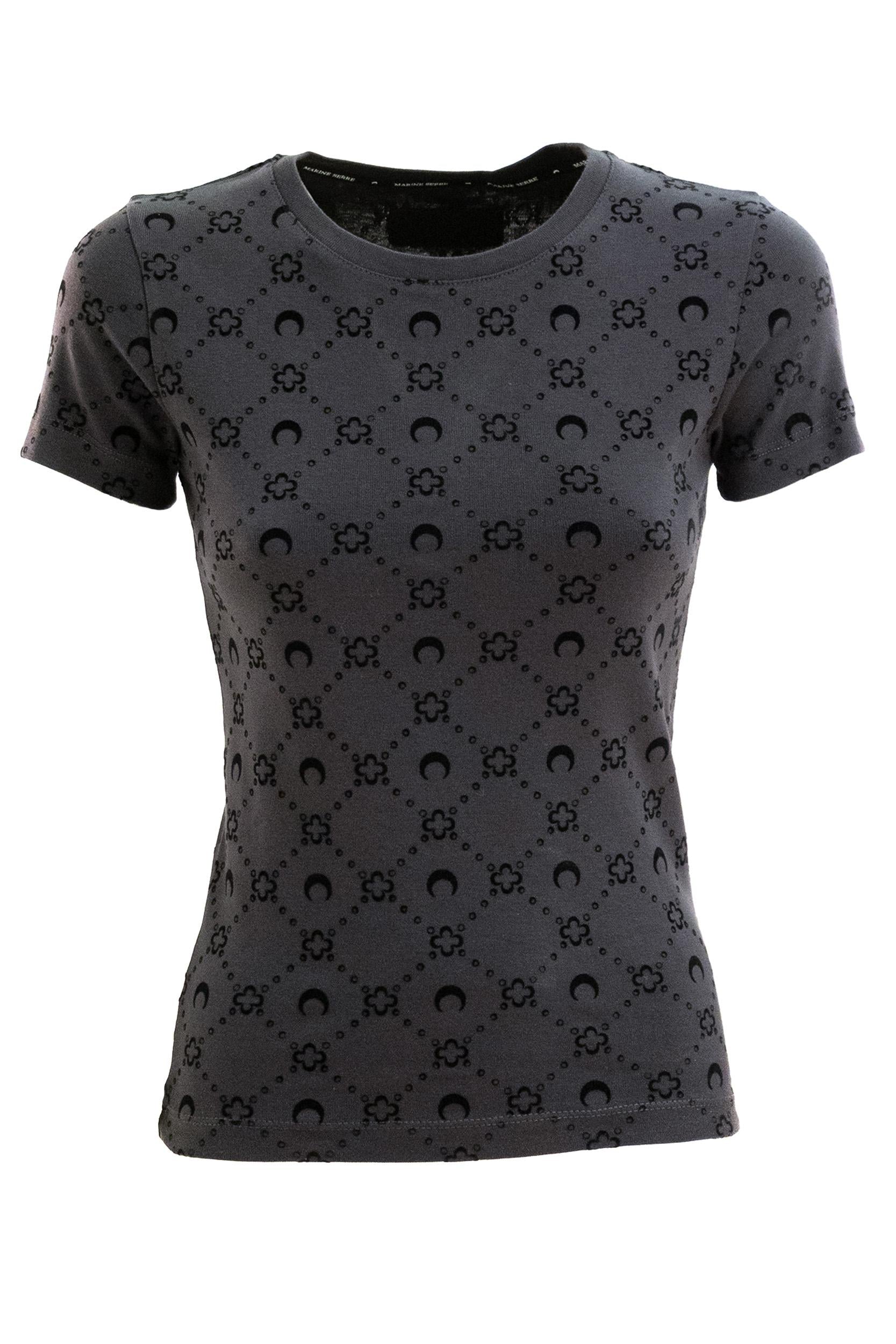 T-shirt in cotone di colore nero<BR/> WTT012A CJER0090 BK99 MARINE SERRE 