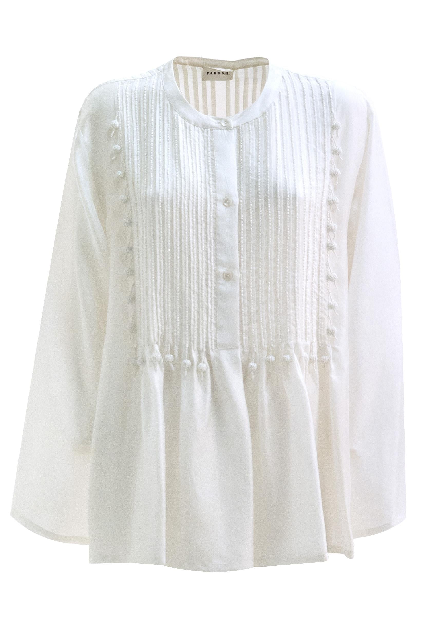 Blusa in seta di colore bianco<BR/> SADIO-D311734 001 P.A.R.O.S.H. 